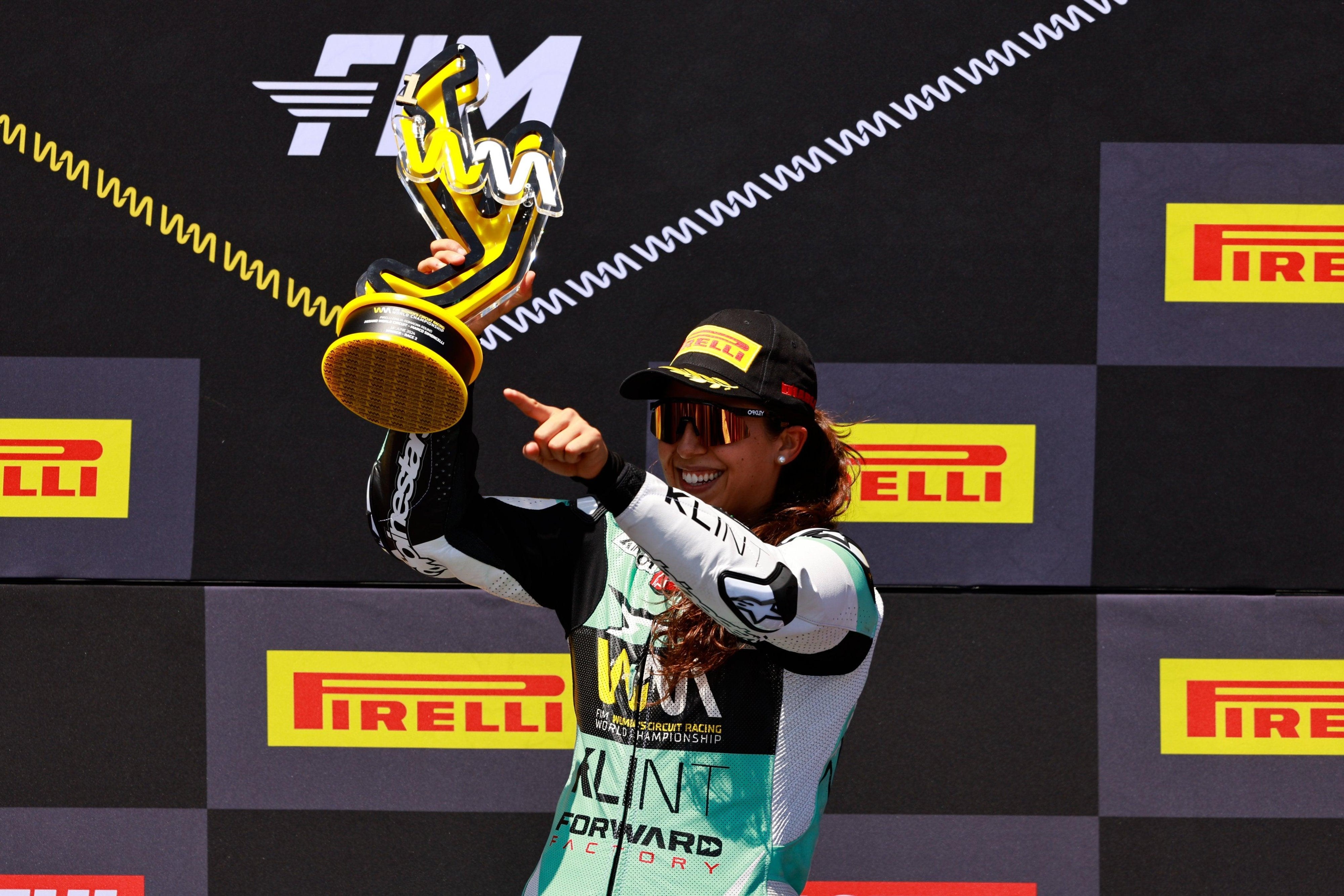 Image 297310388559 MARIA HERRERA WINS WOMEN'S CIRCUIT RACING WORLD CHAMPIONSHIP RACES AT OPENING ROUND IN MISANO, ITALY