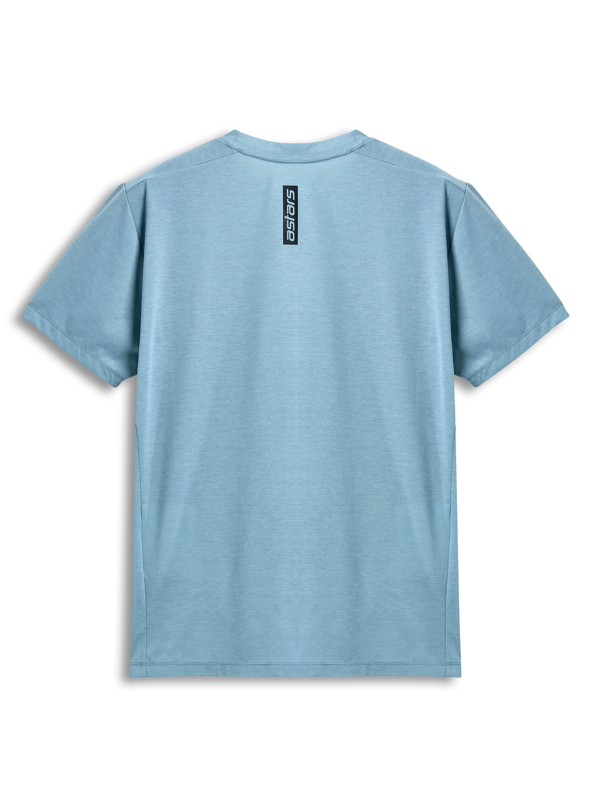 Alpinestars Point Performance Tee, kurzärmeliges T-Shirt, Ice Blue, Rückansicht mit vertikalem schwarzem Astars-Schriftzug, lässige Performance-Sportbekleidung