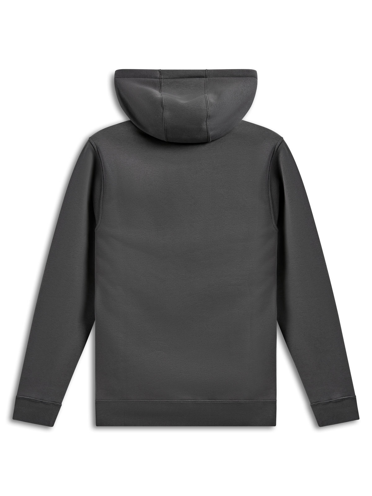 Alpinestars Ellipsoid Hoodie, Fleece-Kapuzenpullover, Gunmetal-Grau, Rückansicht mit einfarbigem Körper und Ärmeln, Rippbündchen und Saum, lässige vom Motorsport inspirierte Streetwear