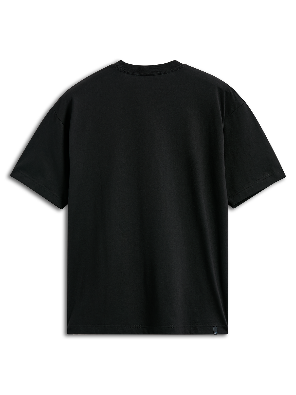 Alpinestars MX CSF Tee, Kurzarm-T-Shirt, Schwarz, Rückansicht, schlichtes Design mit kleinem Markenetikett am Saum, lässige Motorsport-Streetwear