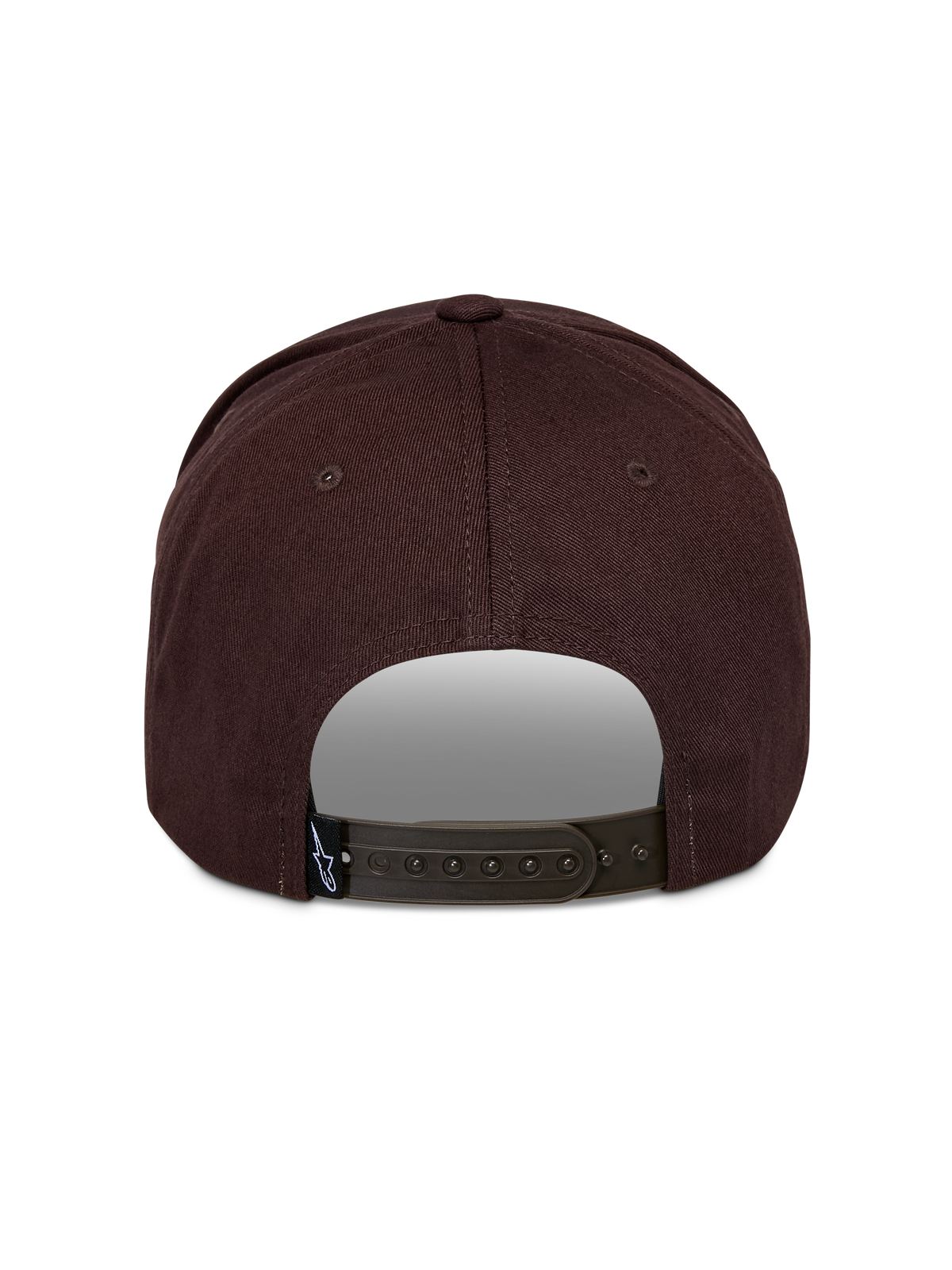 Alpinestars Matrix Snapback Kappe, Rückansicht, Braun, verstellbarer Snapback-Verschluss, strukturierte Krone, Hauptstoff aus Twill, kleines Astars-Logo-Etikett auf der Rückseite