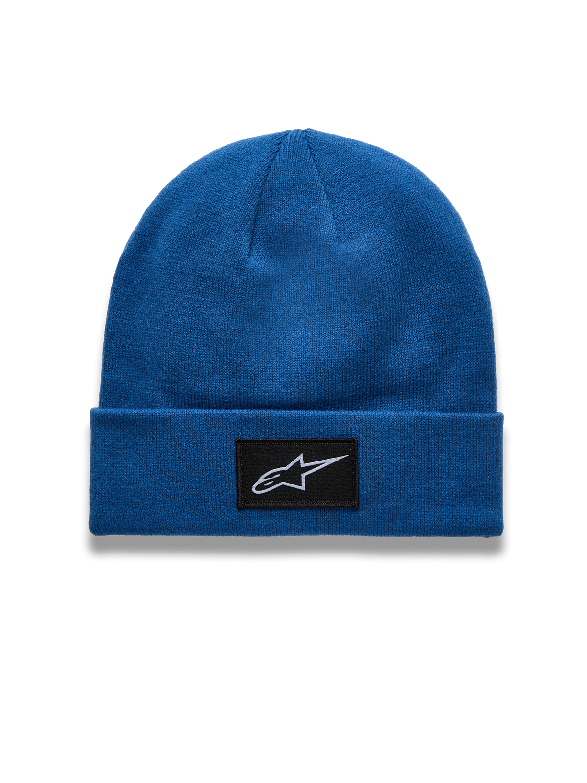Alpinestars Augment Cuff Mütze, Sportswear-Strickmütze, Blau, mit Astars Logo-Patch und Jersey-Stich-Konstruktion.