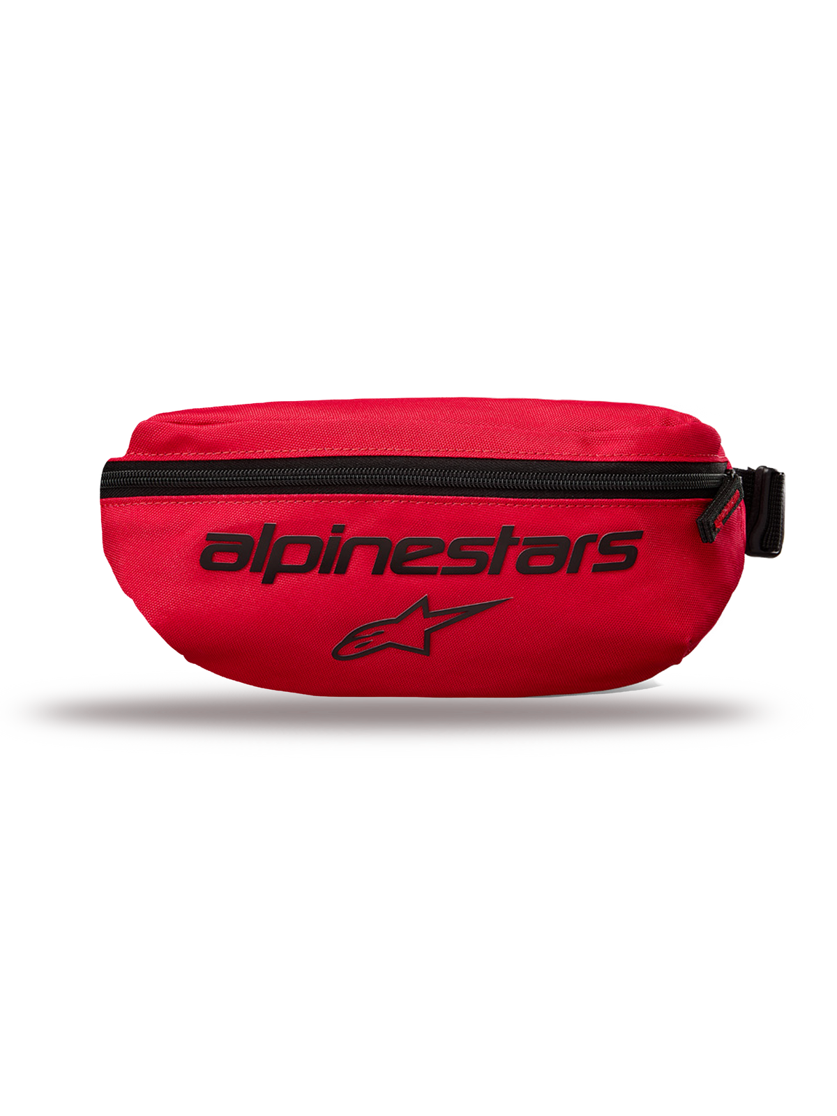 Alpinestars Only Linear Hüfttasche, kleine Gürteltasche, Rot, mit schwarzem Alpinestars-Schriftzug und Stern-Logo, vertikaler Reißverschluss, strapazierfähiges 600D Polyester, urbaner Streetwear-Stil