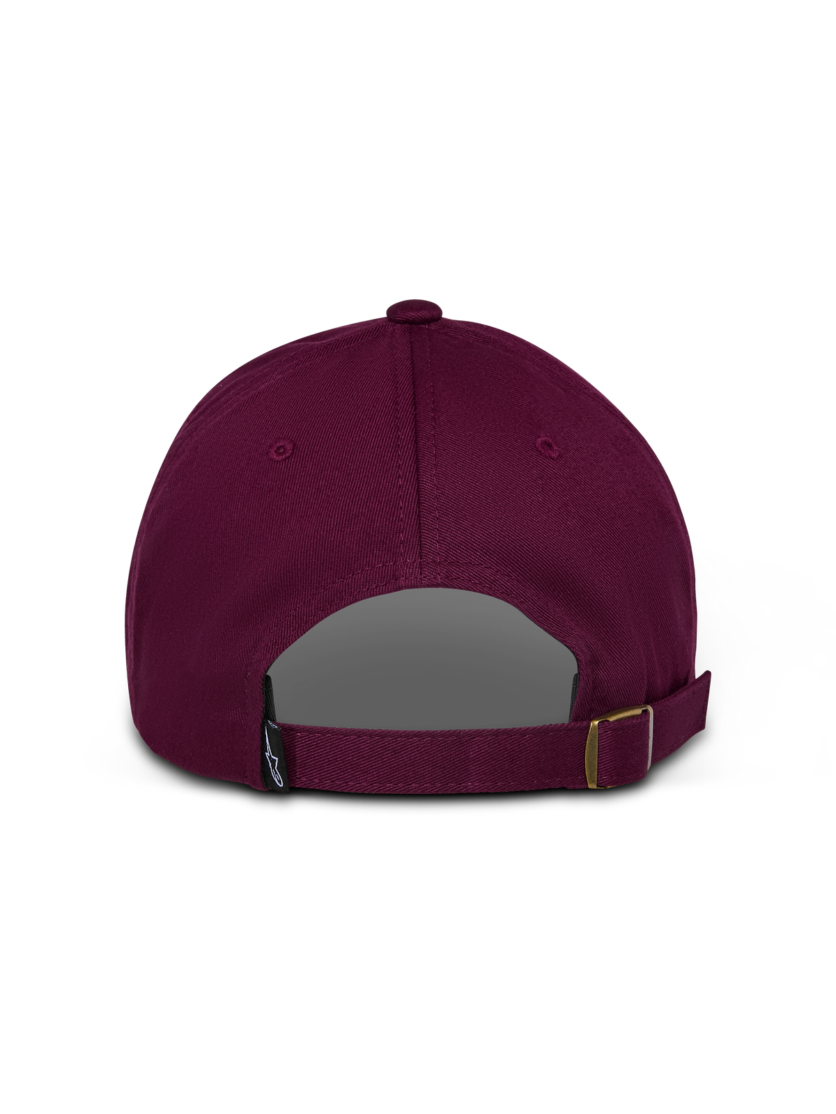 Alpinestars Deduce Strapback Hat, Burgundy, Rear view showing adjustable strap closure and small logo label, unstructured cotton twill, casual sportswear