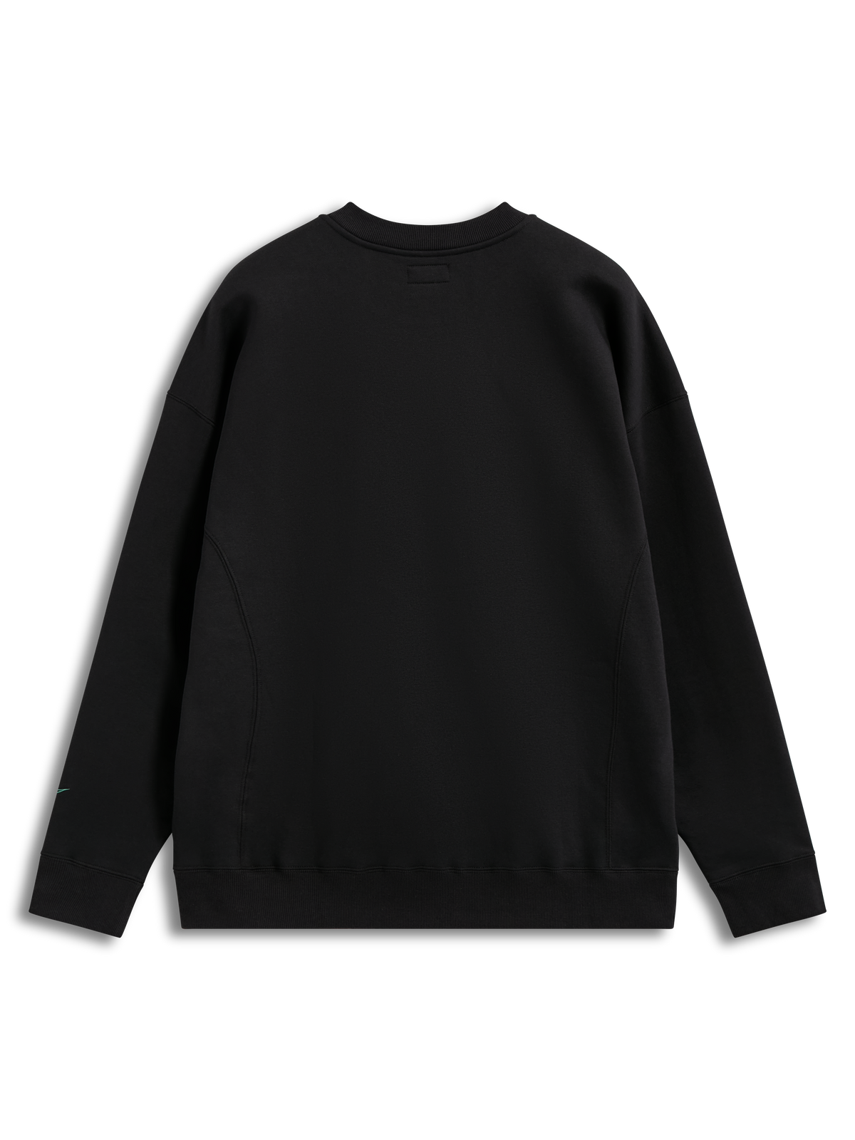 Alpinestars Guise Oversized Crew, schwarzes Fleece-Sweatshirt, Rückseite, Oversized-Passform, Rundhalsausschnitt, Rippbündchen.