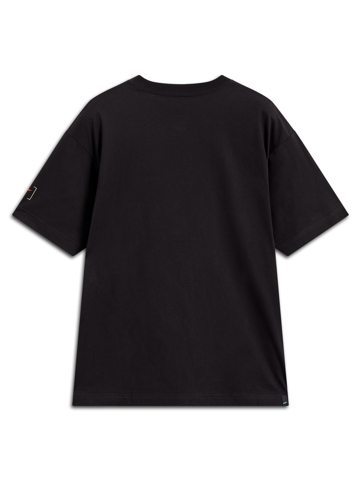 Alpinestars Infinity Oversized CSF Tee, Rückansicht, schwarzes Kurzarm-T-Shirt mit dezentem Ärmellogo, lässige Sportswear.