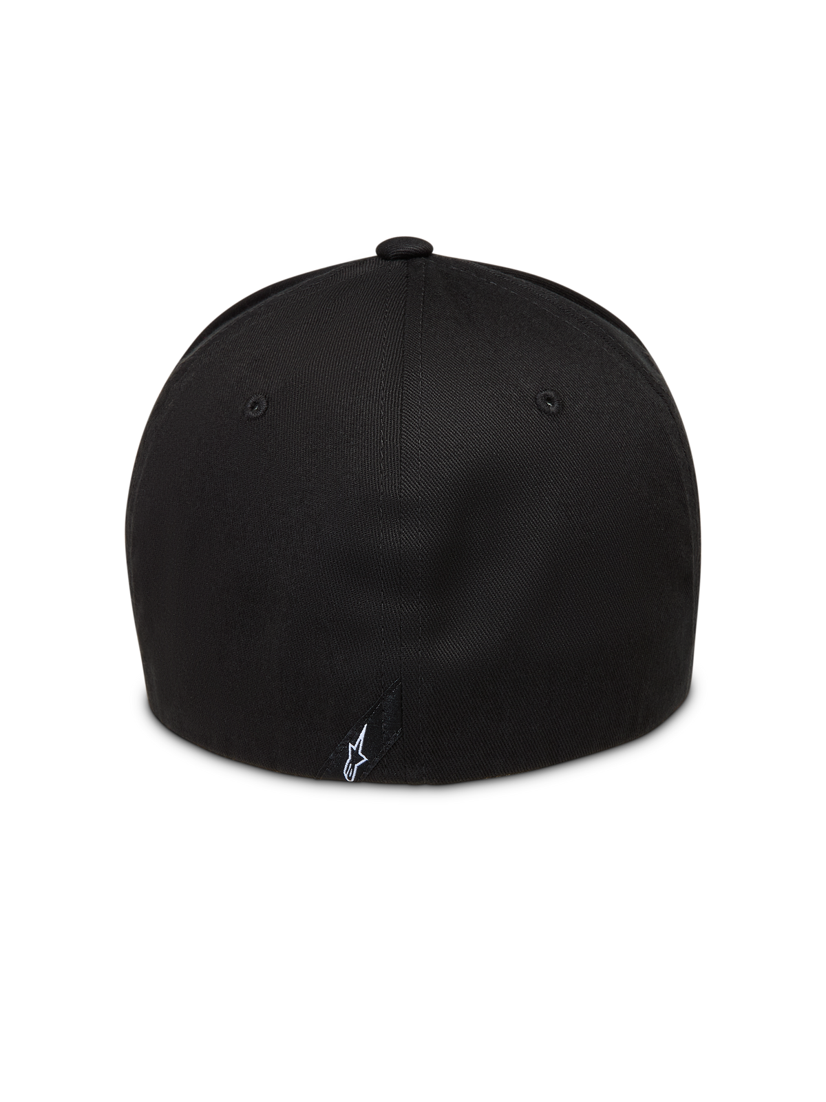 Alpinestars Maze Kappe, schwarze Flex-Back-Cap aus Twill für Sportswear, mit strukturierter Krone und Logo-Detail hinten.