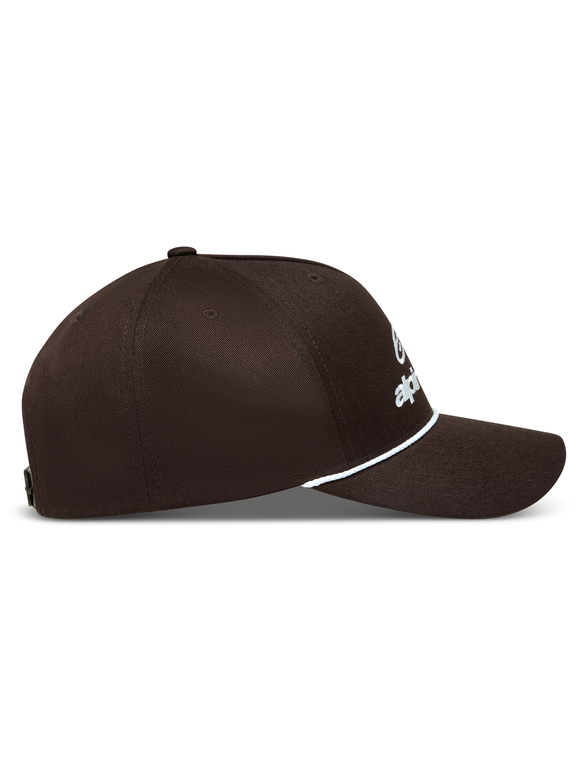 Alpinestars Combo Logo Snapback Kappe in Braun, Sportswear-Kappe mit weißer Stickerei, strukturierter Krone und Kordel.