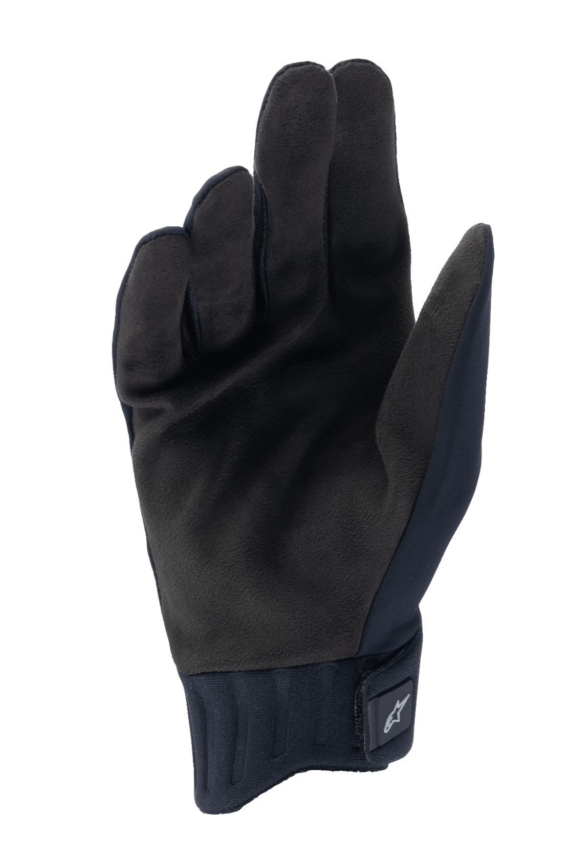 Alpinestars Stella A-Dura Rain Handschuhe, Damen MTB-Regenhandschuhe, Schwarz, Handflächenansicht mit Grifffläche aus synthetischem Wildleder, gerippte Neoprenmanschette mit verstellbarem Klettverschluss, wasserdichte Mountainbike-Ausrüstung