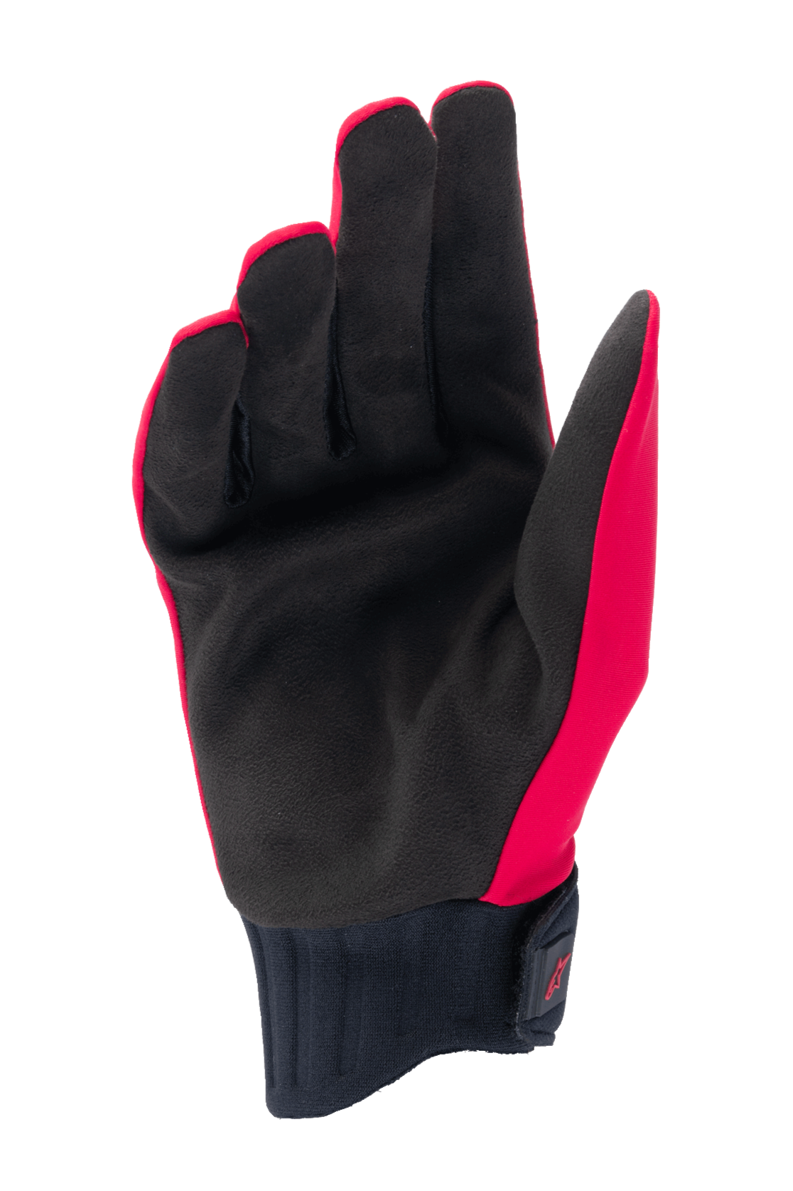 Alpinestars Damen Stella A-Dura Regenhandschuhe, Fluo-Rot und Schwarz, Handflächenansicht mit synthetischer Wildlederhandfläche, gerippte Neoprenmanschette mit Klettverschluss am Handgelenk, wasserdichte Fahrradhandschuhe