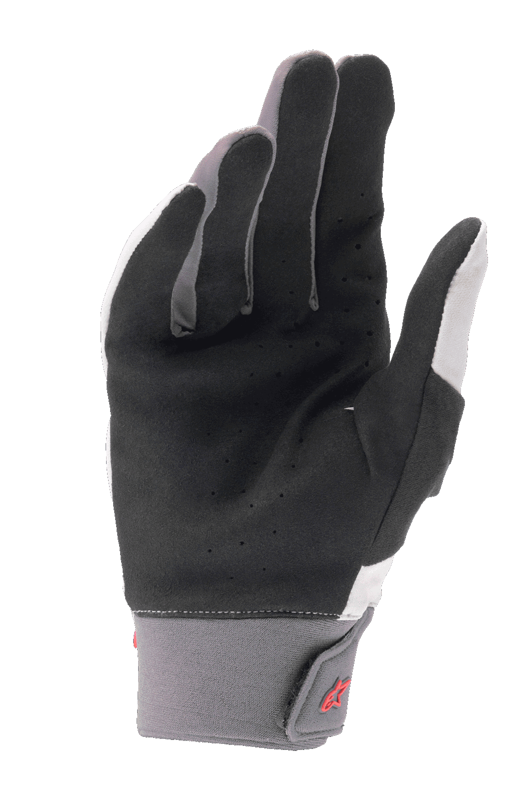 Alpinestars A-Supra Handschuhe, Mountainbike-Handschuhe, Hellgrau und Schwarz, mit perforierter Handfläche aus synthetischem Wildleder, Neoprenbündchen mit Klettverschluss, rotem Logo-Detail, entwickelt für Performance-Radsport
