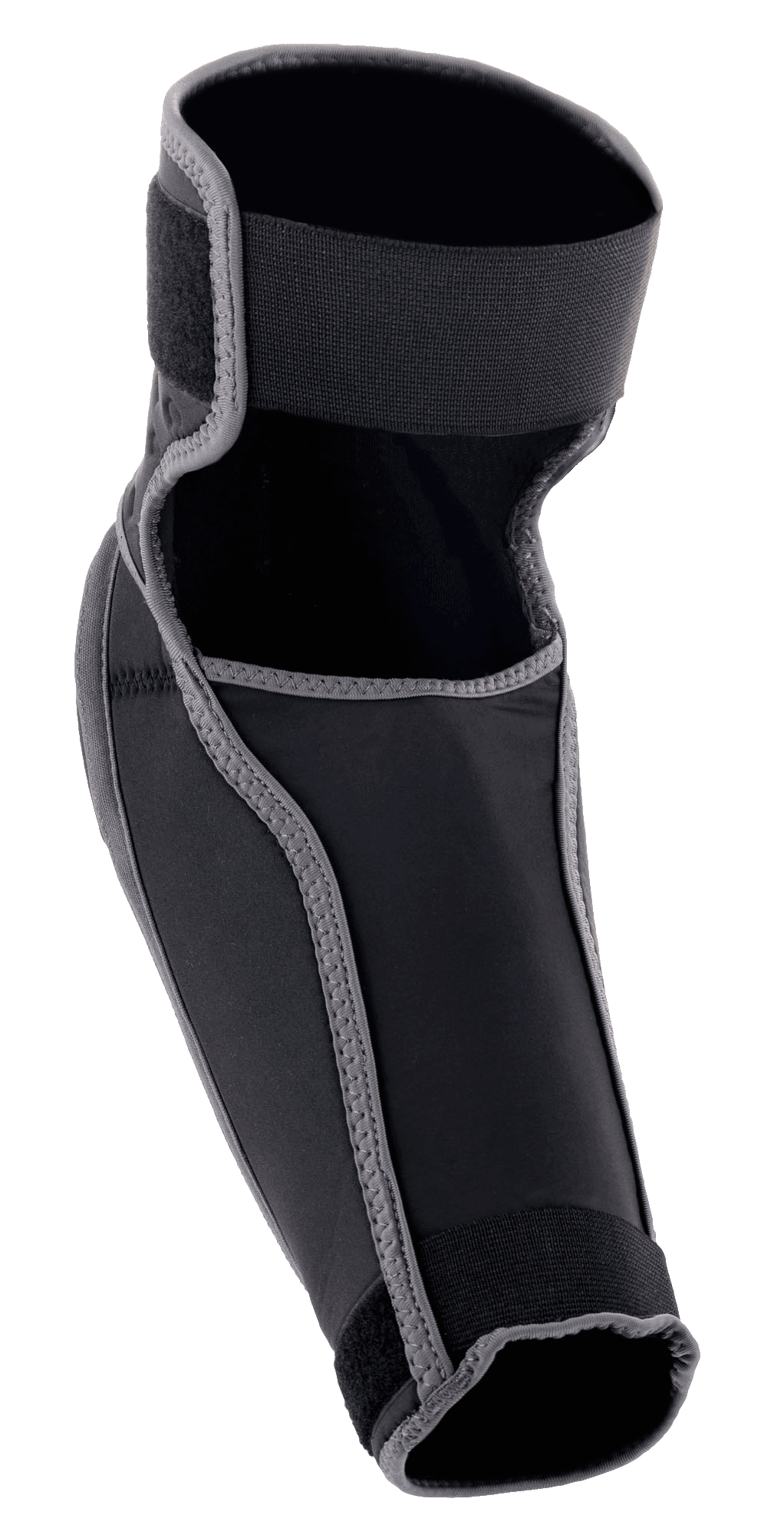 Alpinestars Vector Ellbogenschützer, MTB-Ellbogenschutz, Schwarz und Anthrazitgrau, zweiteilige Konstruktion mit elastischen Riemen oben und unten, Klettverschlüssen und Ausschnitt für flexible Bewegungsfreiheit