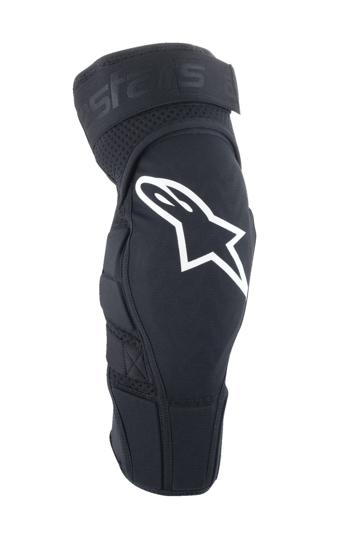 Alpinestars A-Impact Plasma Elite Knieschützer, MTB-Knieschützer, Schwarz mit weißem Astar-Logo, ergonomisches vorgeformtes Design mit Mesh-Belüftung, verstellbarer Doppelriemenverschluss