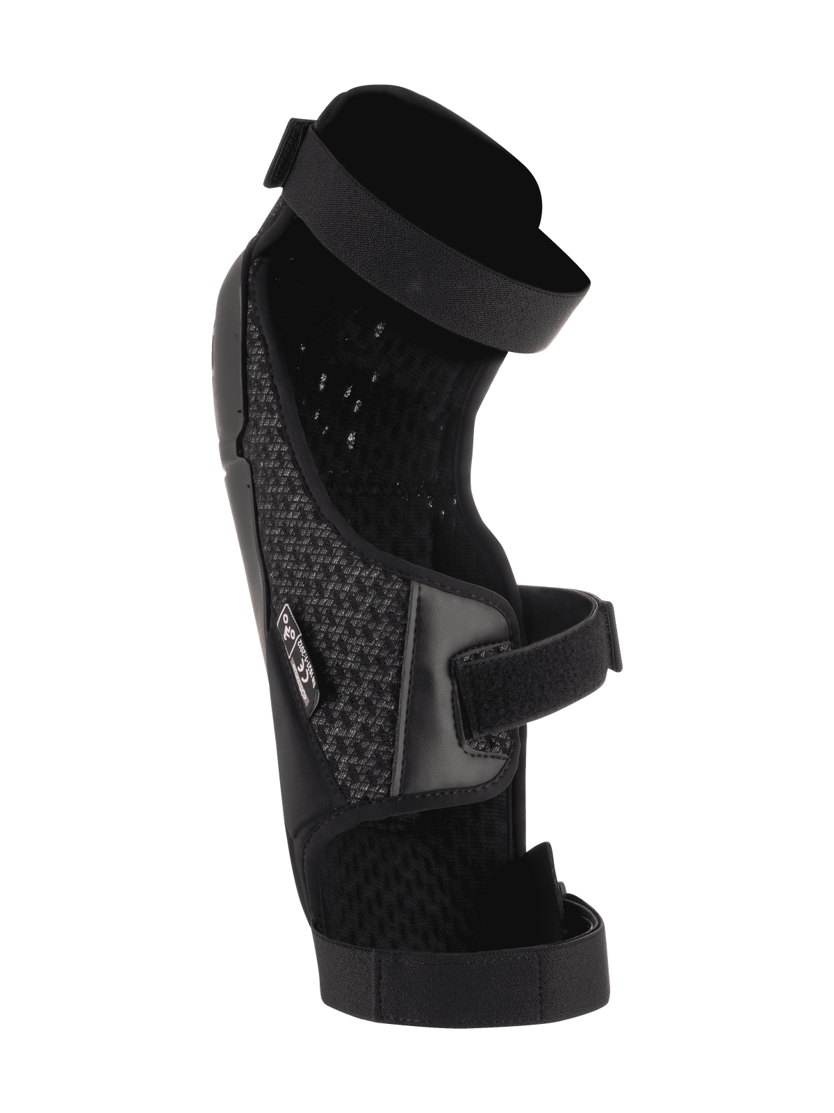 Alpinestars Bionic Plus Knie-/Schienbeinschutz, Schwarz, Innenansicht mit 3D-Mesh-Polsterung und dualem Riemensystem, ergonomische asymmetrische Konstruktion für Motocross- und Mountainbike-Schutz