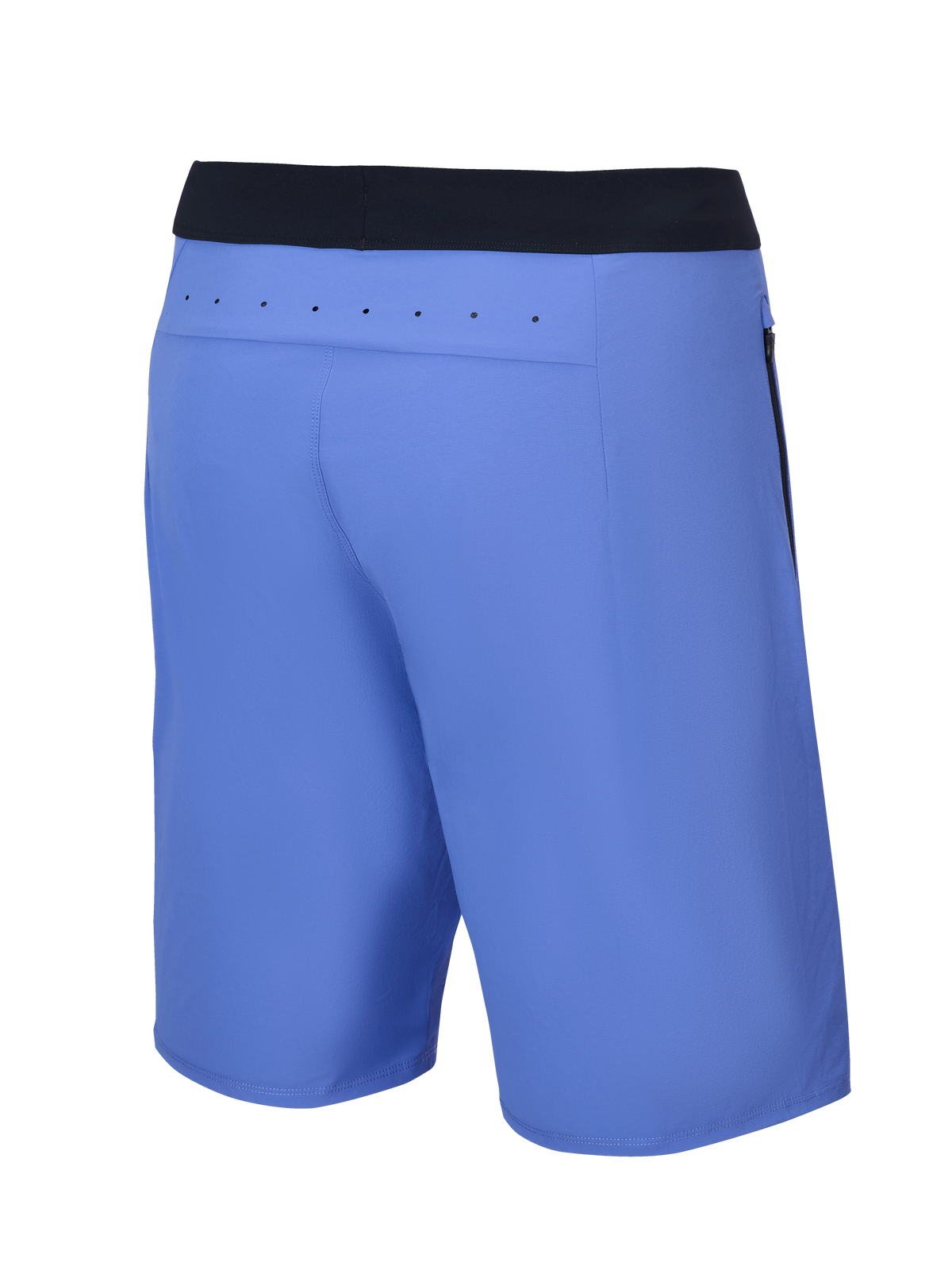 Alpinestars A-Aria Lite Shorts, Mountainbike-Shorts, Baja Blue, Rückansicht mit schwarzem Bund und lasergeschnittenen Belüftungslöchern am Rückenkoller, Performance-Passform für Trail-Riding