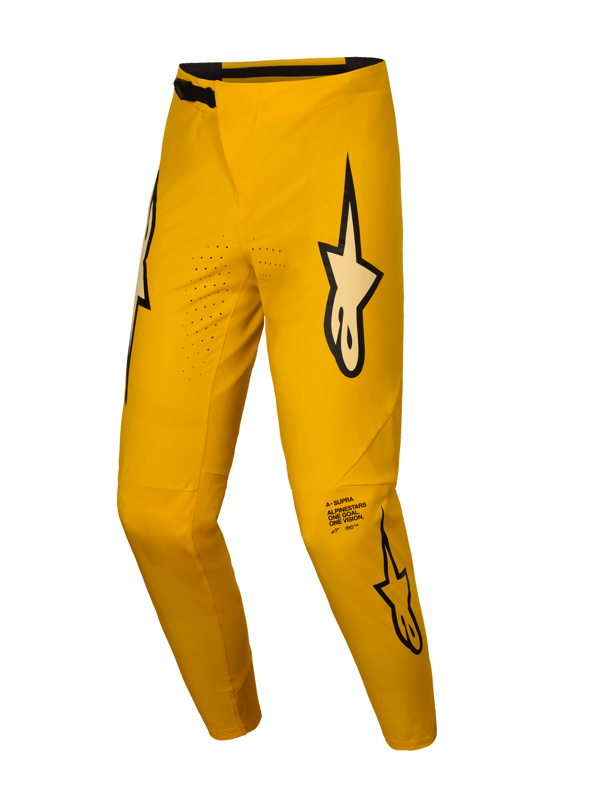 Alpinestars A-Supra Hose Melt Gold Limited Edition, MTB-Radhosen in Dunkelgelb mit Laserperforationen und Signature-Branding