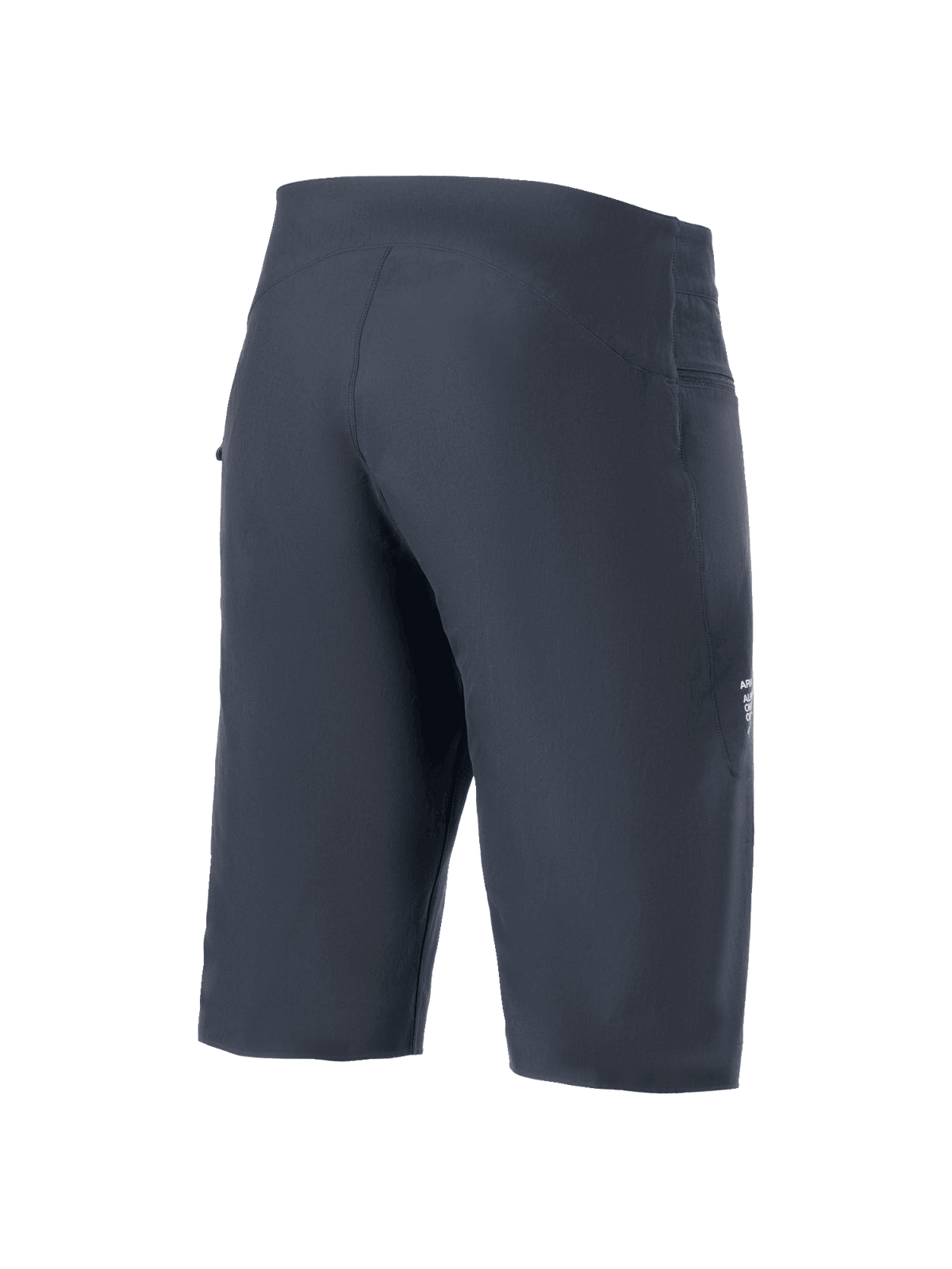 Alpinestars A-Aria Shorts, Mountainbike-Shorts, Schwarz, Dreiviertel-Ansicht von hinten, ergonomische Performance-Passform, technisches 4-Wege-Stretchgewebe, dezentes seitliches Branding, MTB-Radbekleidung
