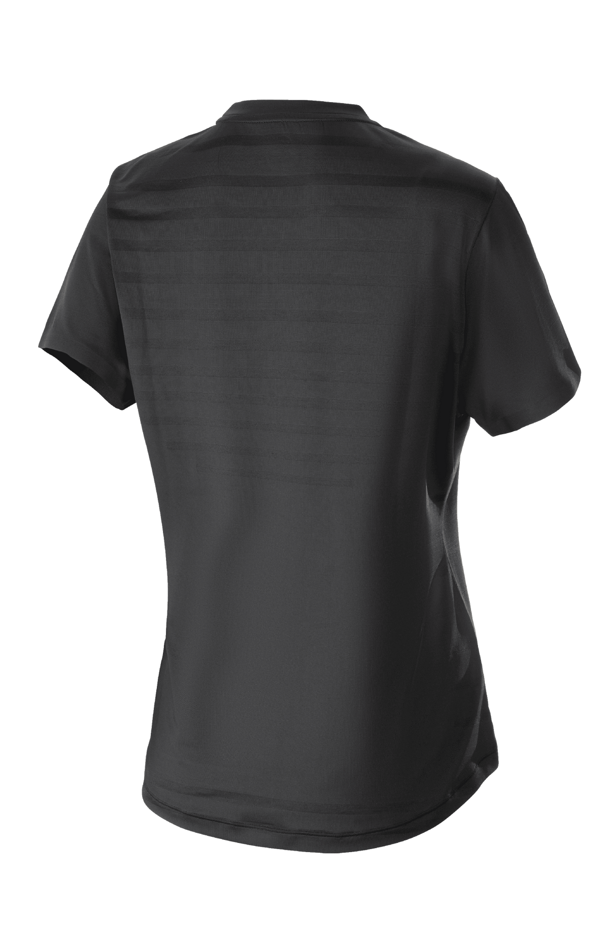 Alpinestars Stella Alps Constellation Damen-Trikot, kurzärmeliges MTB-Trikot, Schwarz, Rückansicht mit eingearbeitetem Mesh-Streifenmuster und verlängertem Rückenteil für optimale Abdeckung beim Radfahren