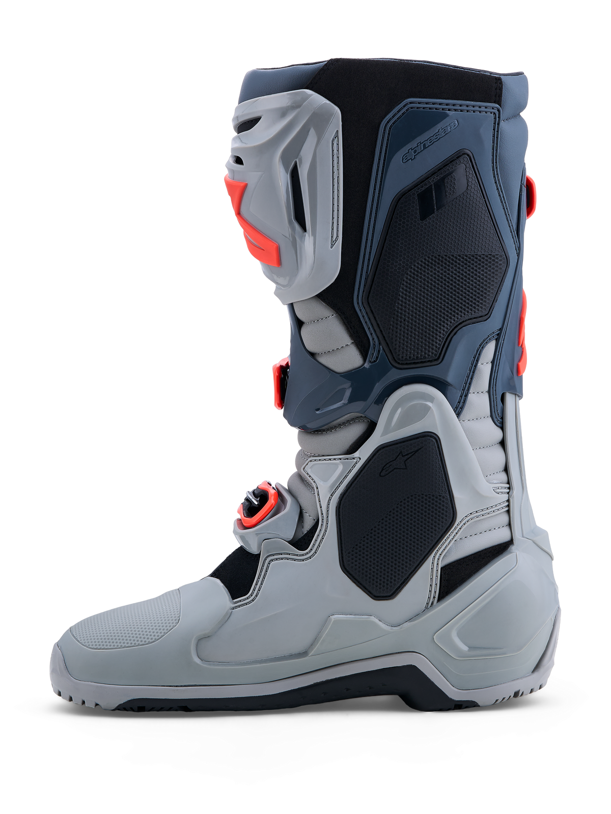 Alpinestars Tech-10 Enduro Stiefel, Offroad-Motorradstiefel für Herren, Grau und Rot, TPU-Schutz und Schnallenverschluss