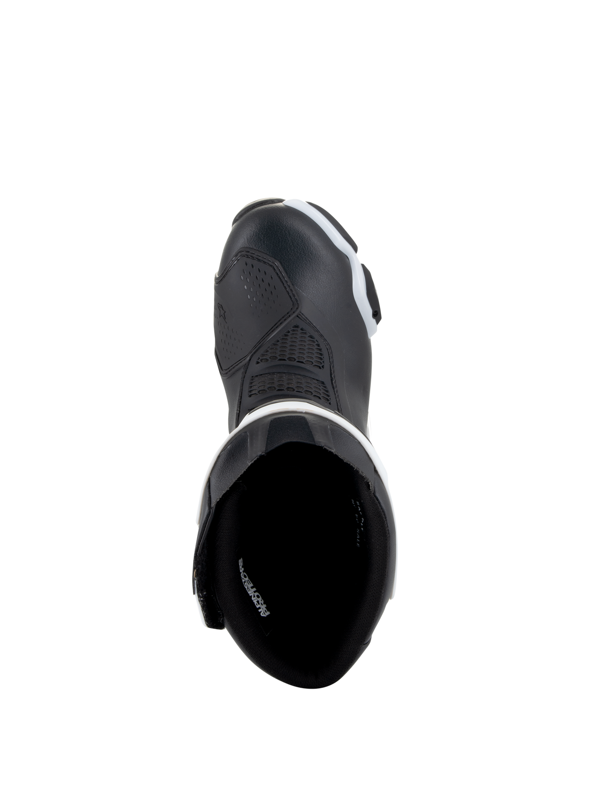 Alpinestars Stella SMX-6 V3 Drystar® Stiefel, Damen-Motorradstiefel, Schwarz und Weiß, Draufsicht mit Innenfutter und verstärktem Zehenbereich, wasserdichte Mikrofaser-Konstruktion für Rennstrecke und Straße