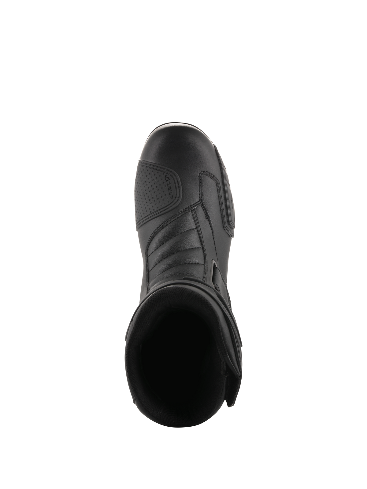 Alpinestars Radon Drystar® Stiefel, Schwarz, Draufsicht auf Motorrad-Tourenstiefel mit verstärktem Schaltpolster und ergonomischer Zehenbox, hochwertiges Synthetikmaterial für wasserdichte Ganzjahres-Performance