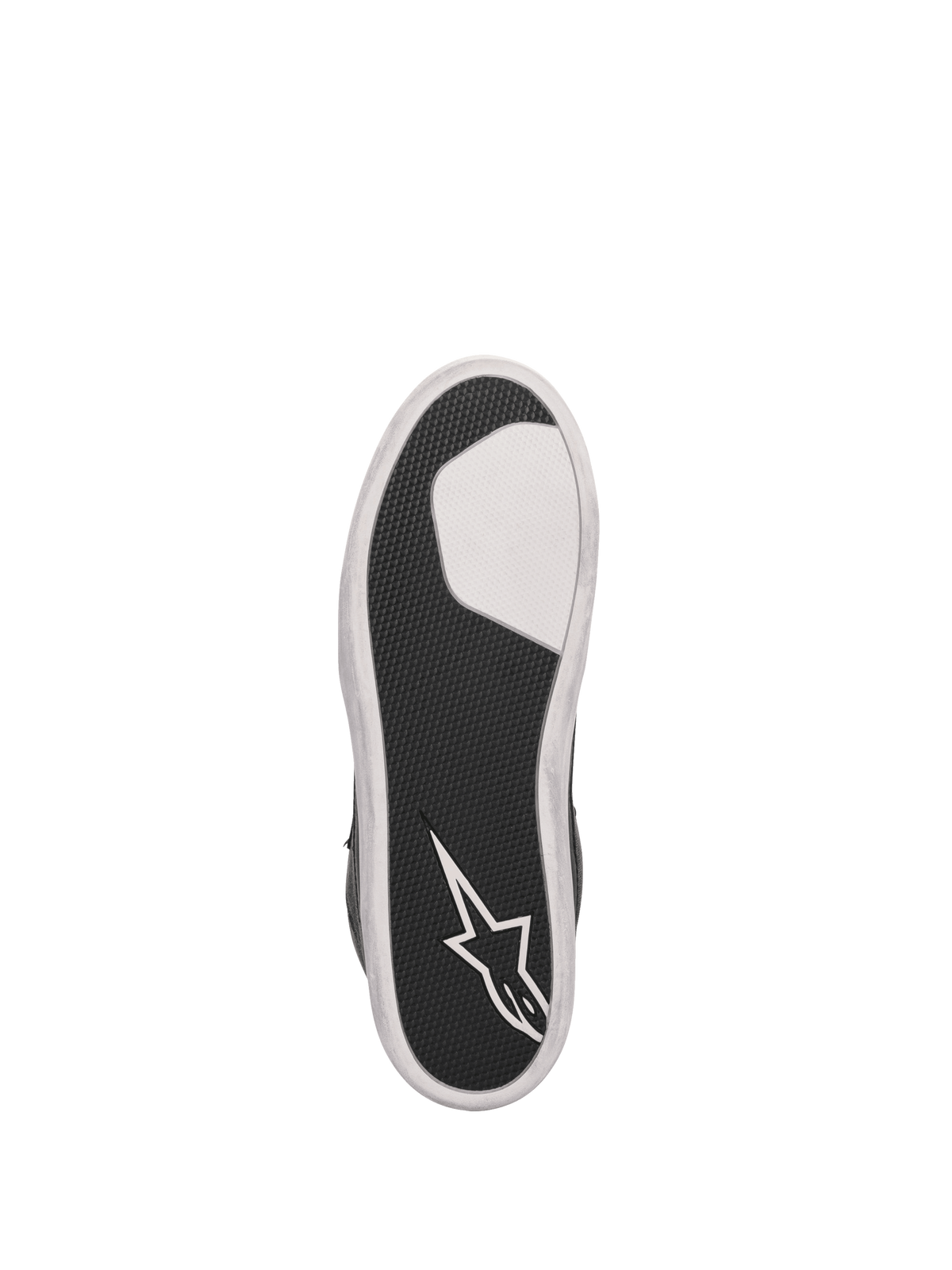 Alpinestars J-6 Wasserdicht Canvas Schuhe, Motorradschuhe, Schwarz und Weiß, vulkanisierte Gummisohle mit Stern-Logo und Grip.