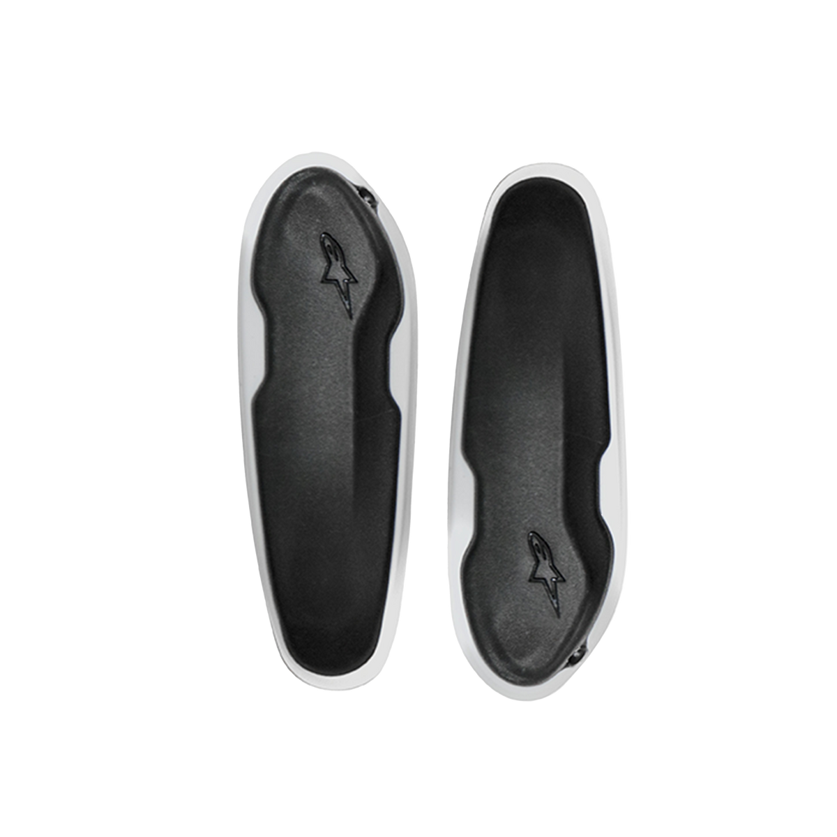 Alpinestars Zehenschleifer, Ersatzschleifer für Motorrad-Rennstiefel, Schwarz und Weiß, ovale Schutzpads mit geprägtem Stern-Logo, langlebige Metall-Ersatzteile für Rennstiefel