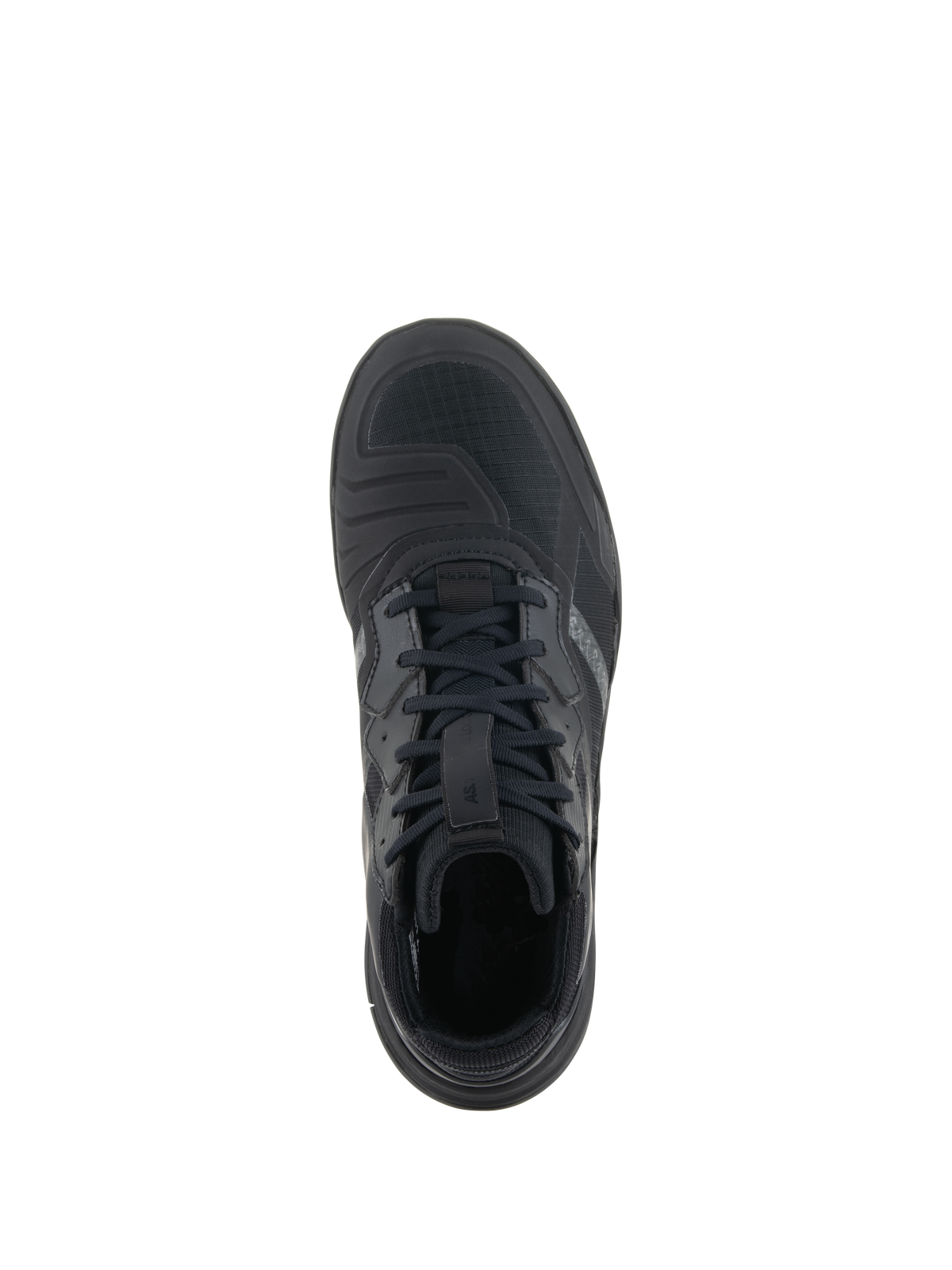 Alpinestars Speedflight Shoes, Black Black, top-down view, featuring performance ripstop upper with integrated shift pad, black laces, and sleek urban riding design