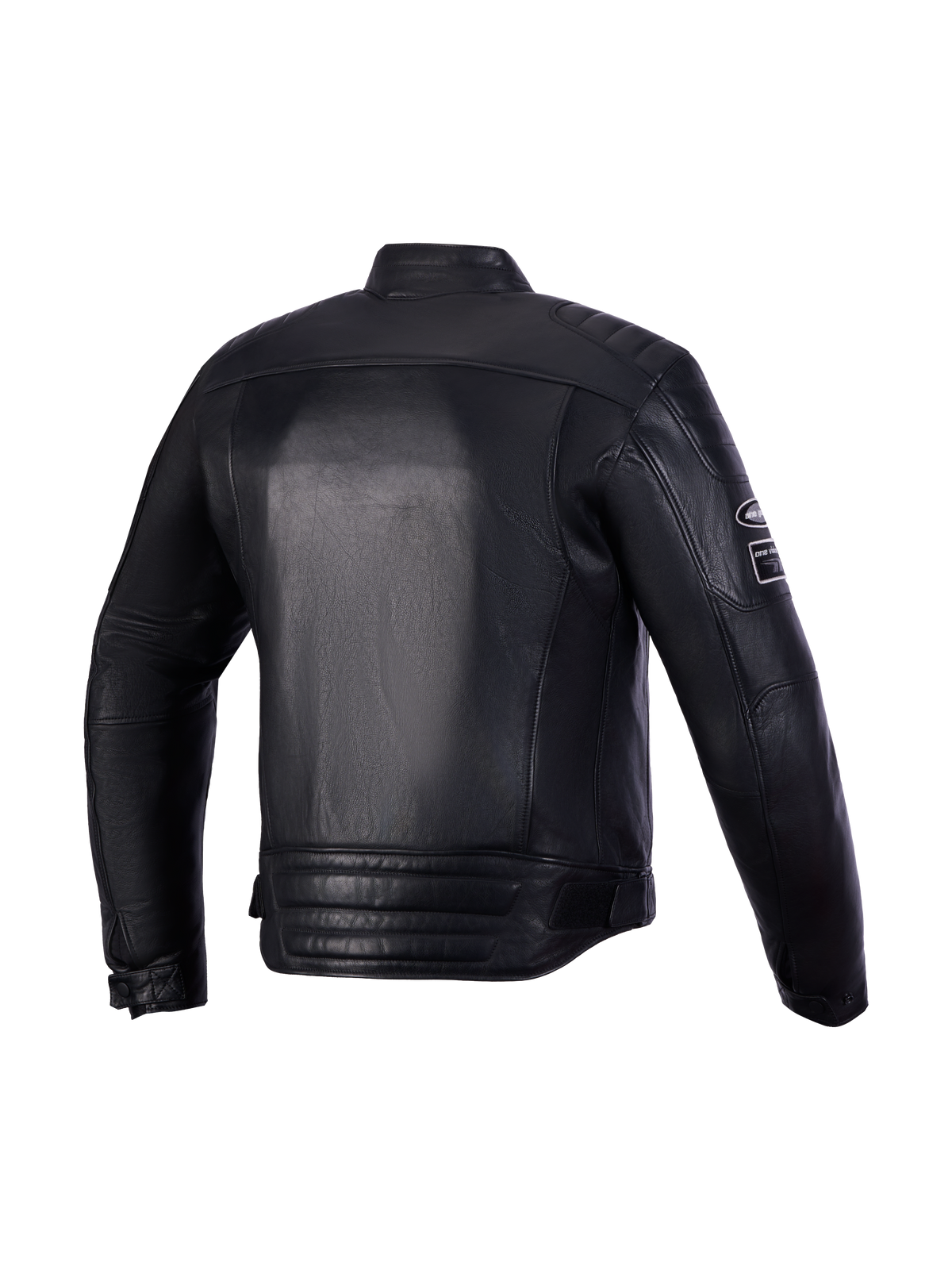 Alpinestars Revern Leather Jacket, men's black motorcycle leather jacket, rear view, featuring full-grain bovine leather construction and heritage styling