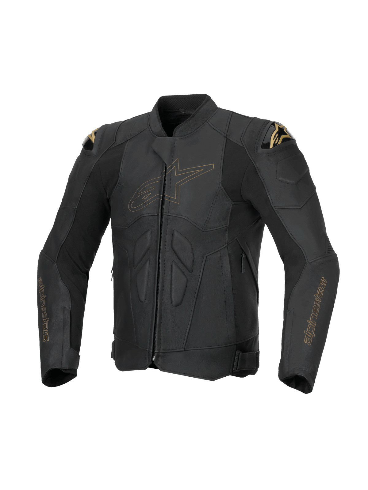 Alpinestars Dusk Lederjacke, Motorradjacke für Herren in Schwarz-Laser, hochwertiges Rindsleder mit DFS-Schulterschützern.
