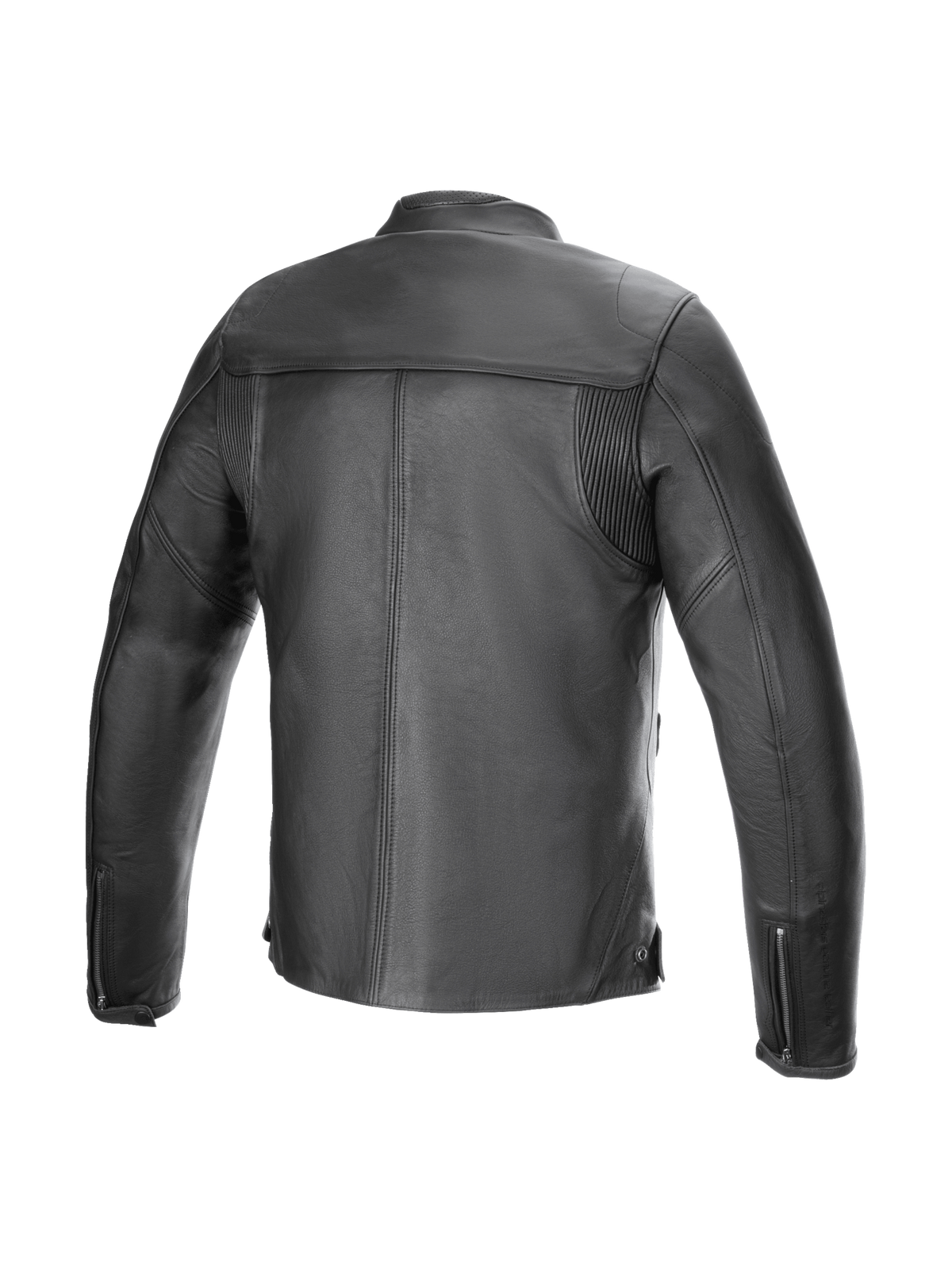Alpinestars Blacktrack Lederjacke, Urban Road Motorradjacke, Herren, Schwarz, Rindsleder mit Akkordeon-Einsätzen am Rücken.