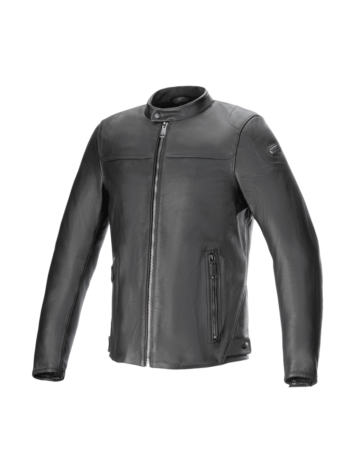 Alpinestars Blacktrack Lederjacke, schwarze Motorradjacke aus Rindsleder für Herren, Urban-Road-Style, Tech-Air Ready.