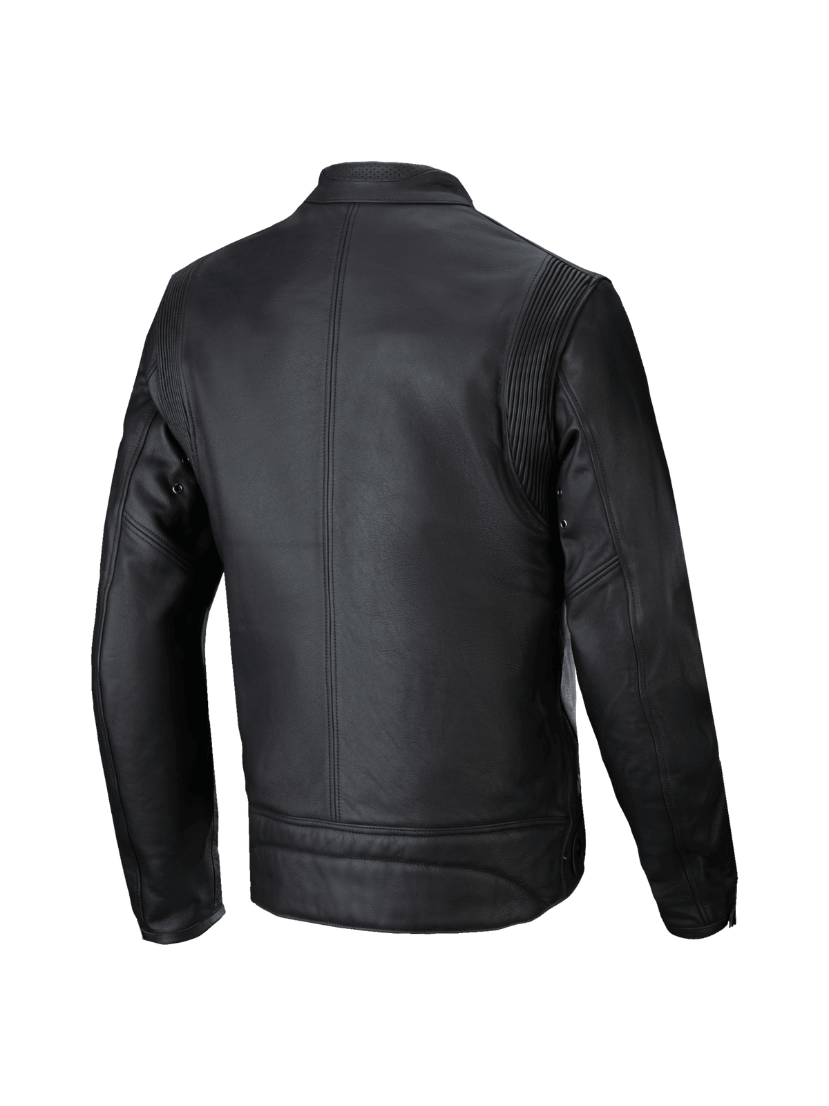 Alpinestars Dyno Leather Jacket, black men's urban motorcycle jacket in premium bovine leather, rear view.