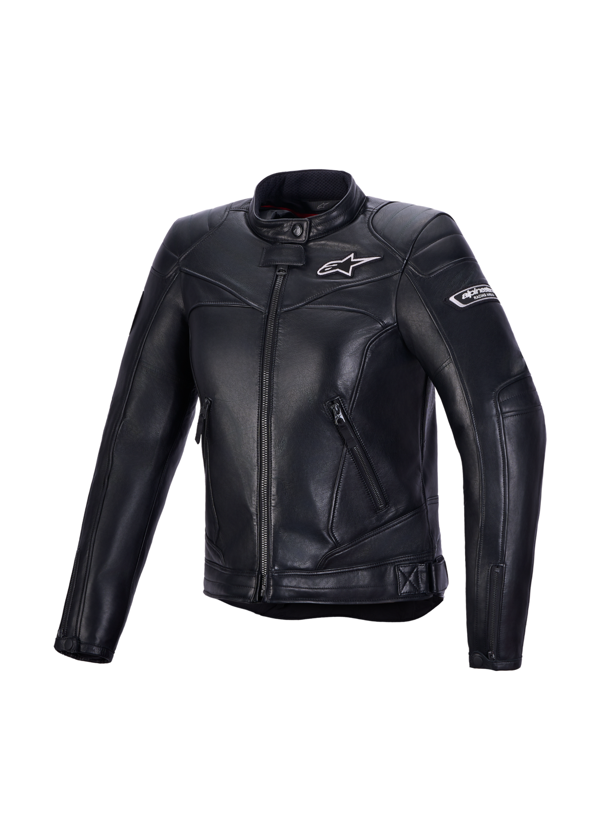 Alpinestars Revea Damen Lederjacke, schwarze Motorradlederjacke, CE-zertifiziert Klasse AA mit hochwertiger Rindslederkonstruktion