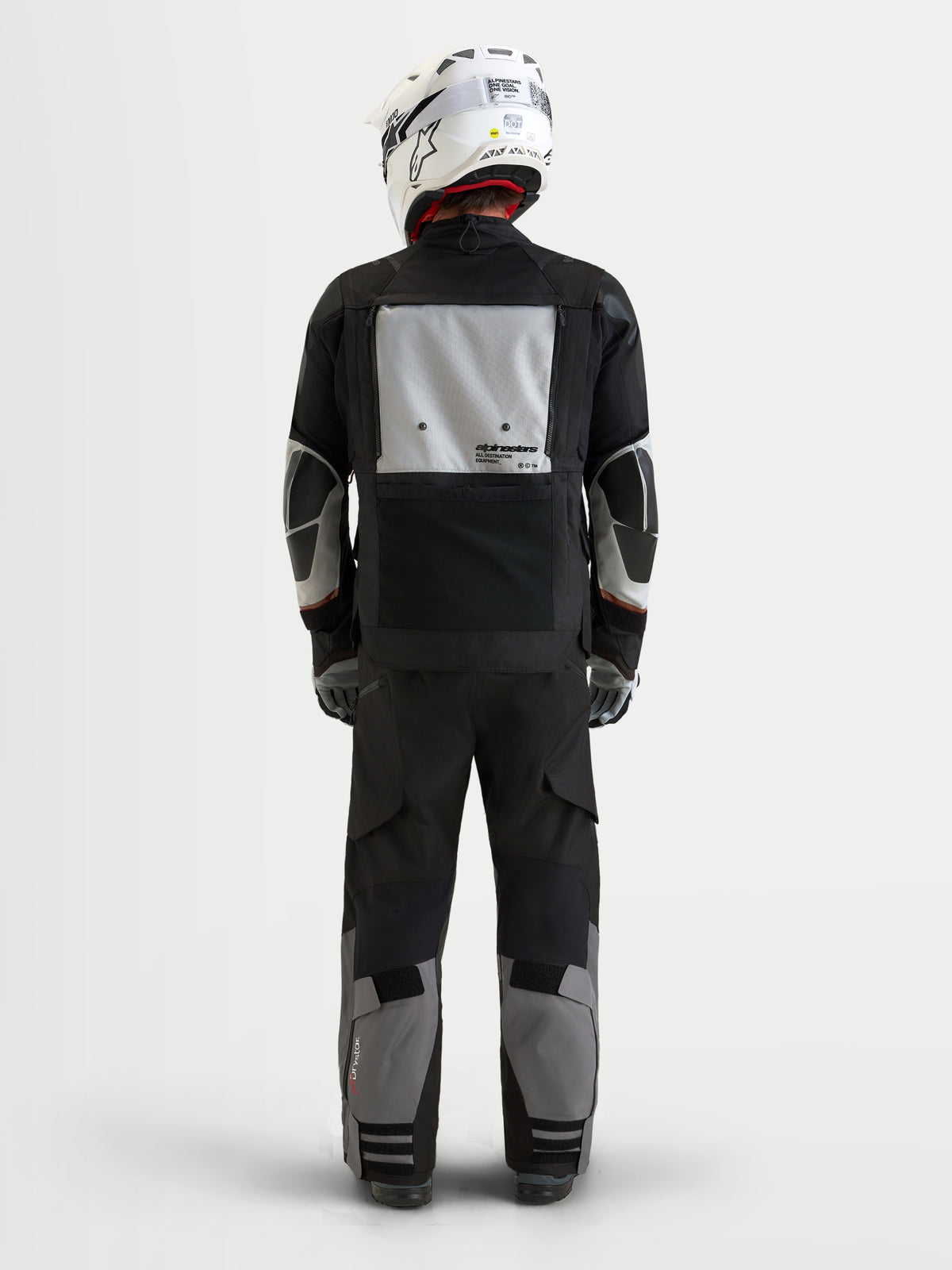 Alpinestars Harok V 2 Drystar Jacke, Herren-Adventure-Touring-Motorradjacke, Dunkelgrau, Eisgrau und Schwarz, Rückansicht mit modularem Belüftungspanel und CE-zertifiziertem Schutz