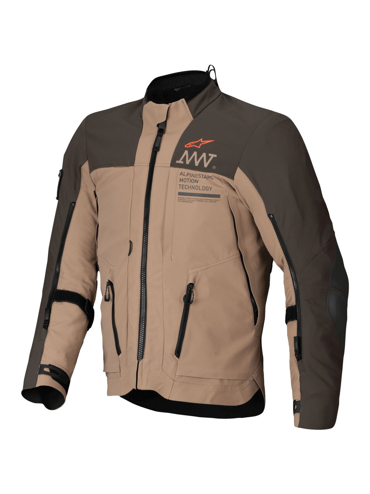 Alpinestars AMT-8 Stretch Drystar® XF Jacke, Adventure-Touring-Motorradjacke in Dunkelbraun und Dunklem Khaki, CE-zertifiziert AA-Klasse mit Stretch-Textilkonstruktion