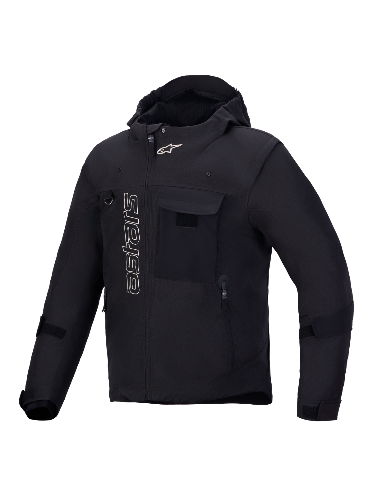 Alpinestars Morfex Parka Wp Jkt, urbane Motorradjacke mit integrierter Kapuze, Schwarz, textile Textur mit modularem Design
