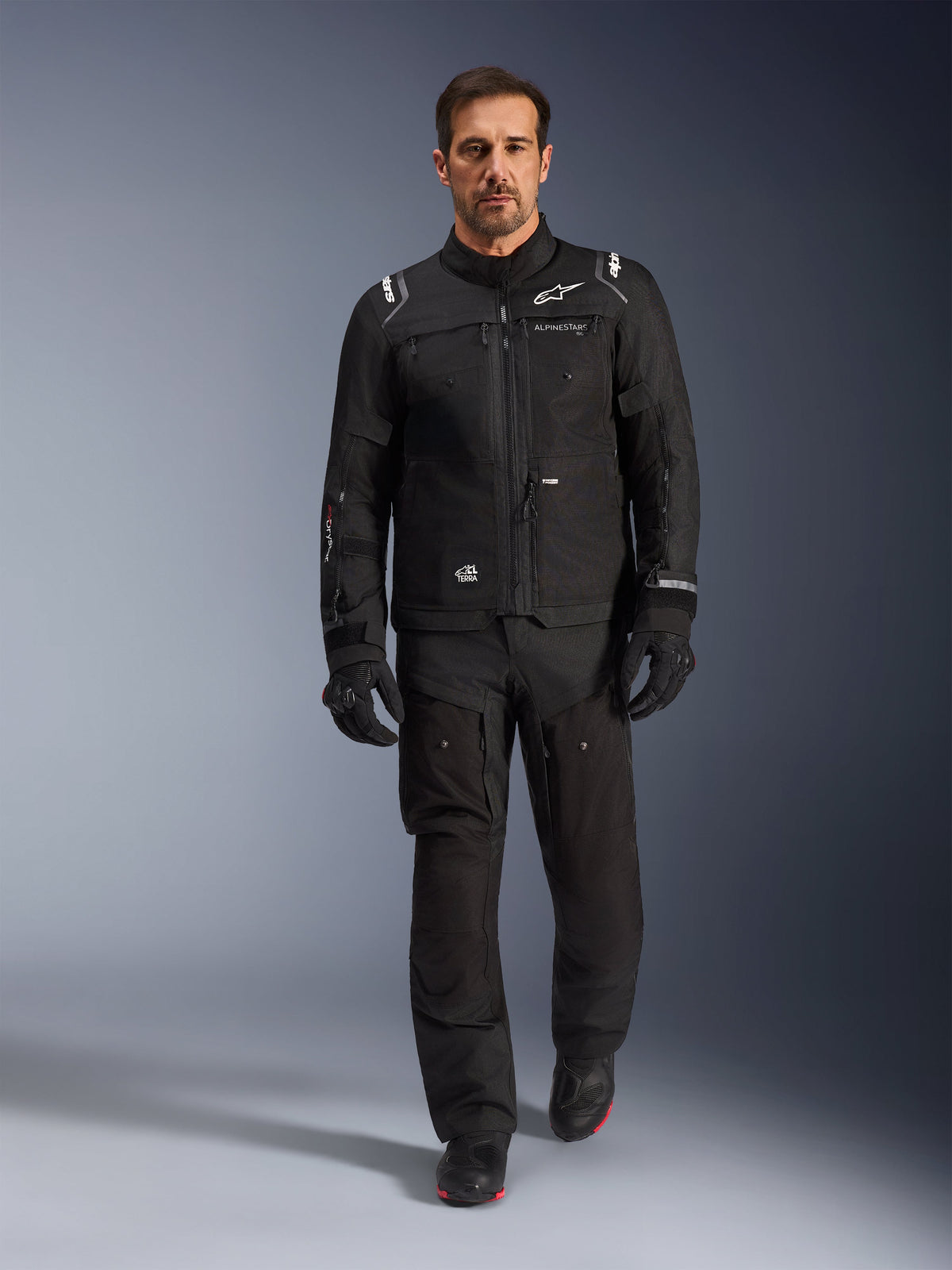 Alpinestars Cusco Drystar® Jacket, black adventure touring motorcycle gear for men with multi-pocket design.