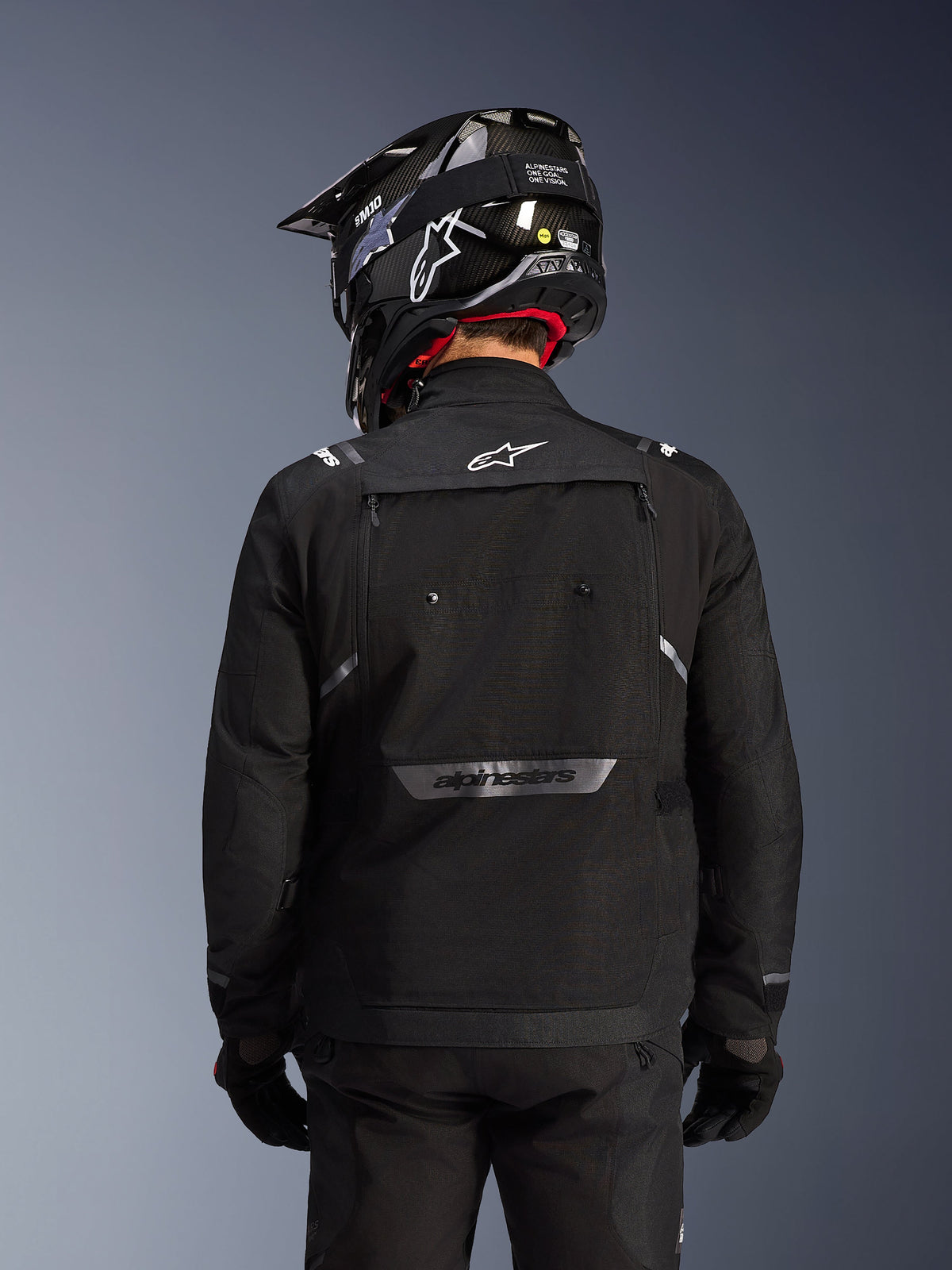 Alpinestars Cusco Drystar® Jacket, Black textile adventure touring gear for men, back view with reflective branding.