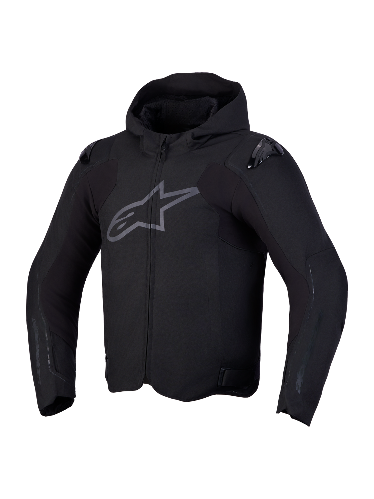 Alpinestars Zaca V2 Waterproof Jacket, Men's Black motorcycle textile jacket with integrated hood and DFS shoulder armor, CE certified AA class