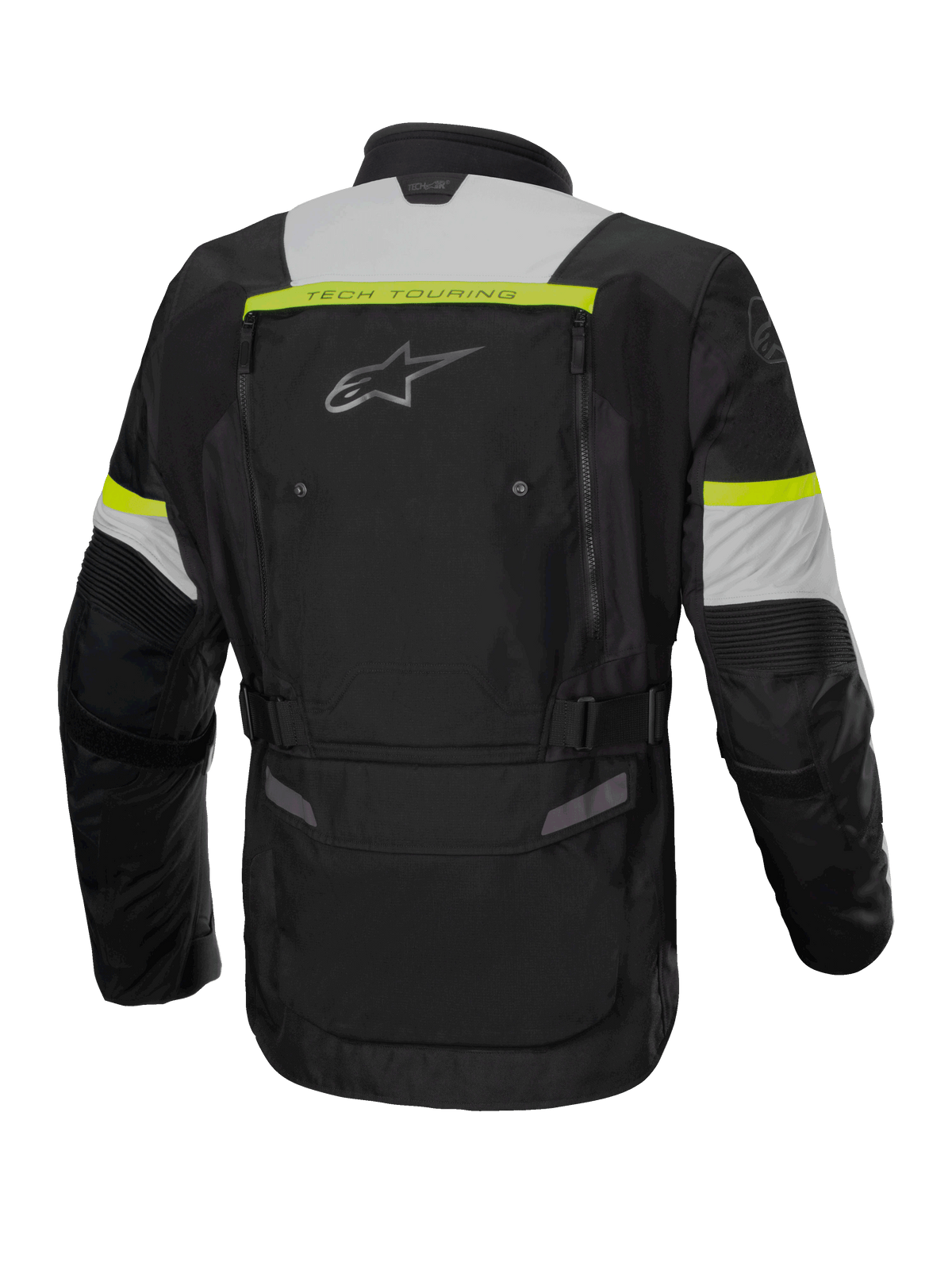 Alpinestars Bogota' Pro Drystar® Jacke, Herren Adventure Touring, Schwarz und Gelb Fluo, wasserdichtes Textil, Rückansicht.