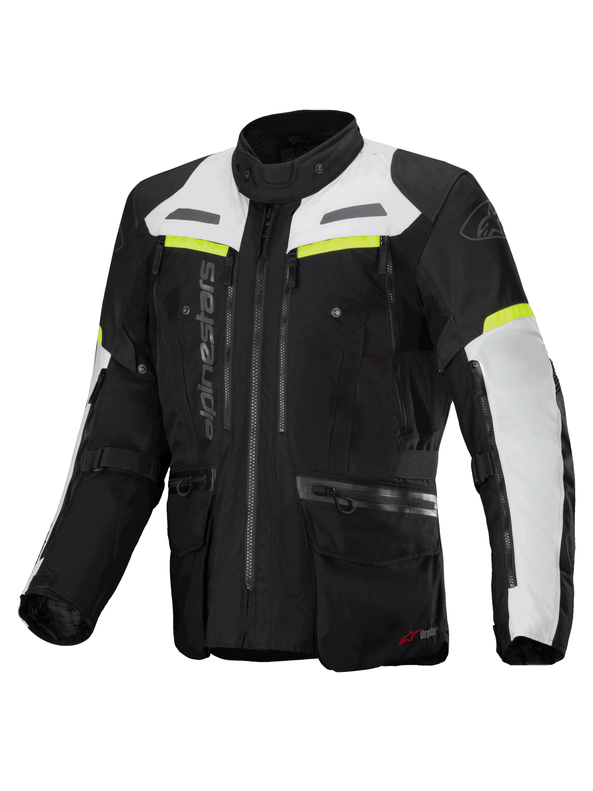 Alpinestars Bogota' Pro Drystar® Jacke, Adventure-Touring-Motorradjacke für Herren, Schwarz, Eisgrau und Gelb Fluo.