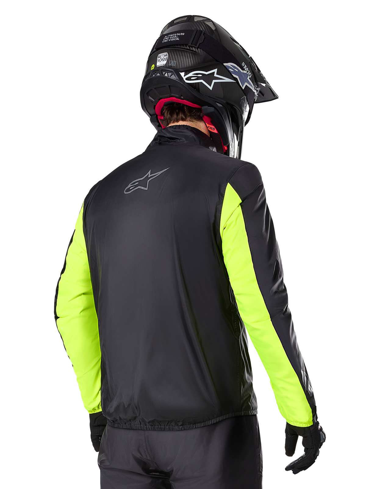 Alpinestars Bogotá Pro Drystar® Jacke, Adventure-Touring-Textiljacke für Herren, Schwarz und Gelb Fluo, Rückansicht.