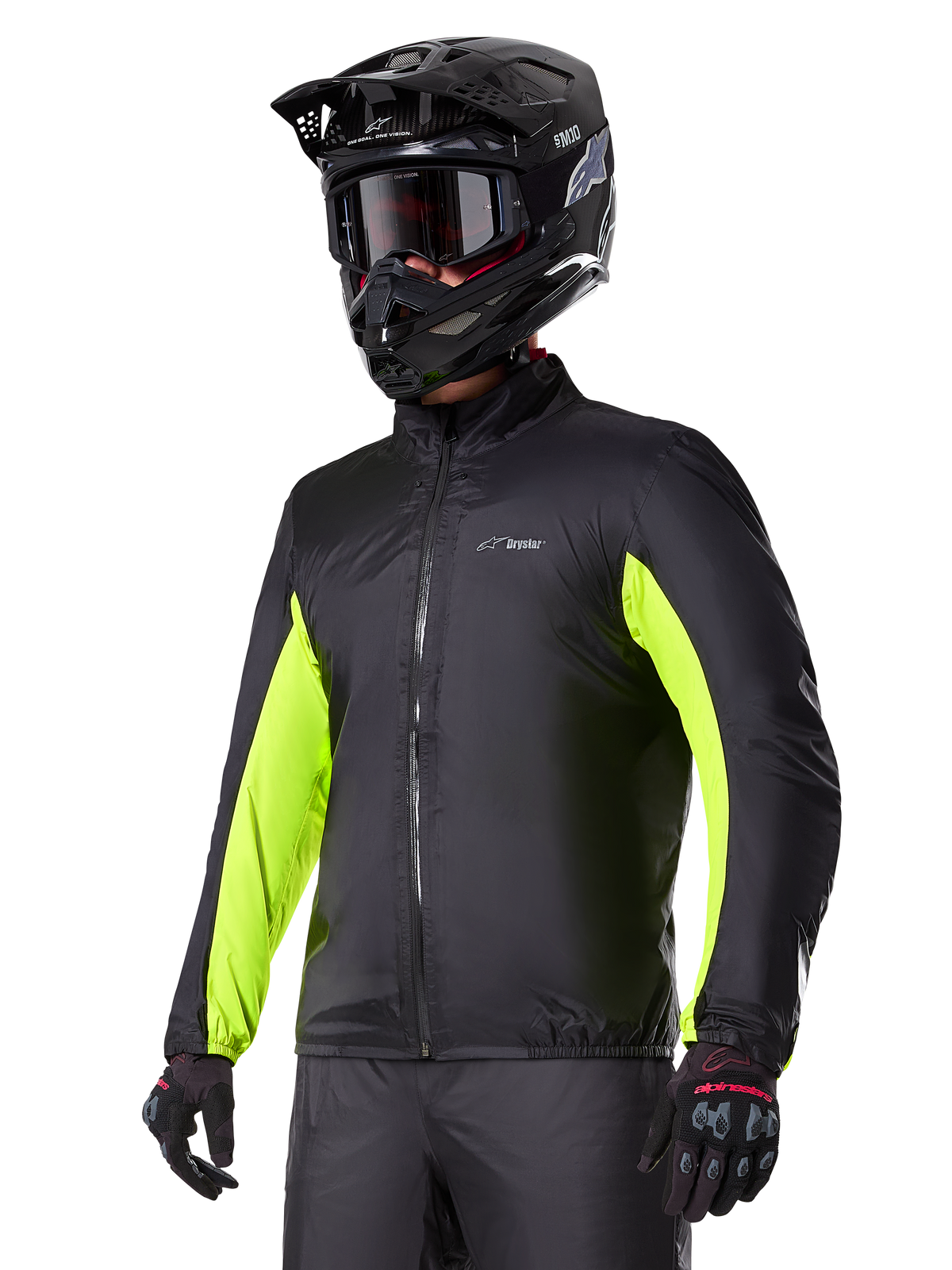 Alpinestars Bogota' Pro Drystar® Jacke, wasserdichtes Innenfutter, Schwarz und Gelb Fluo, Adventure-Touring-Motorradbekleidung.
