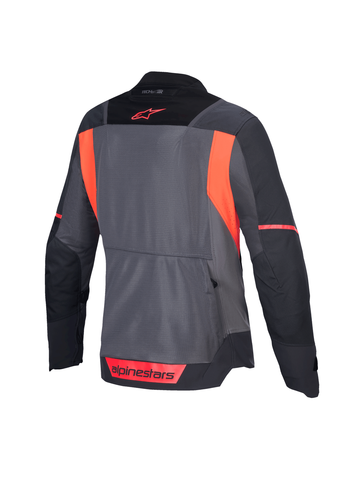 Alpinestars Stella ST-2 Air Jacke, Damen-Motorradtouringjacke, Rückansicht in Dunkelgrau und Fluo-Coral mit Mesh-Belüftungseinsätzen und CE-Zertifizierung
