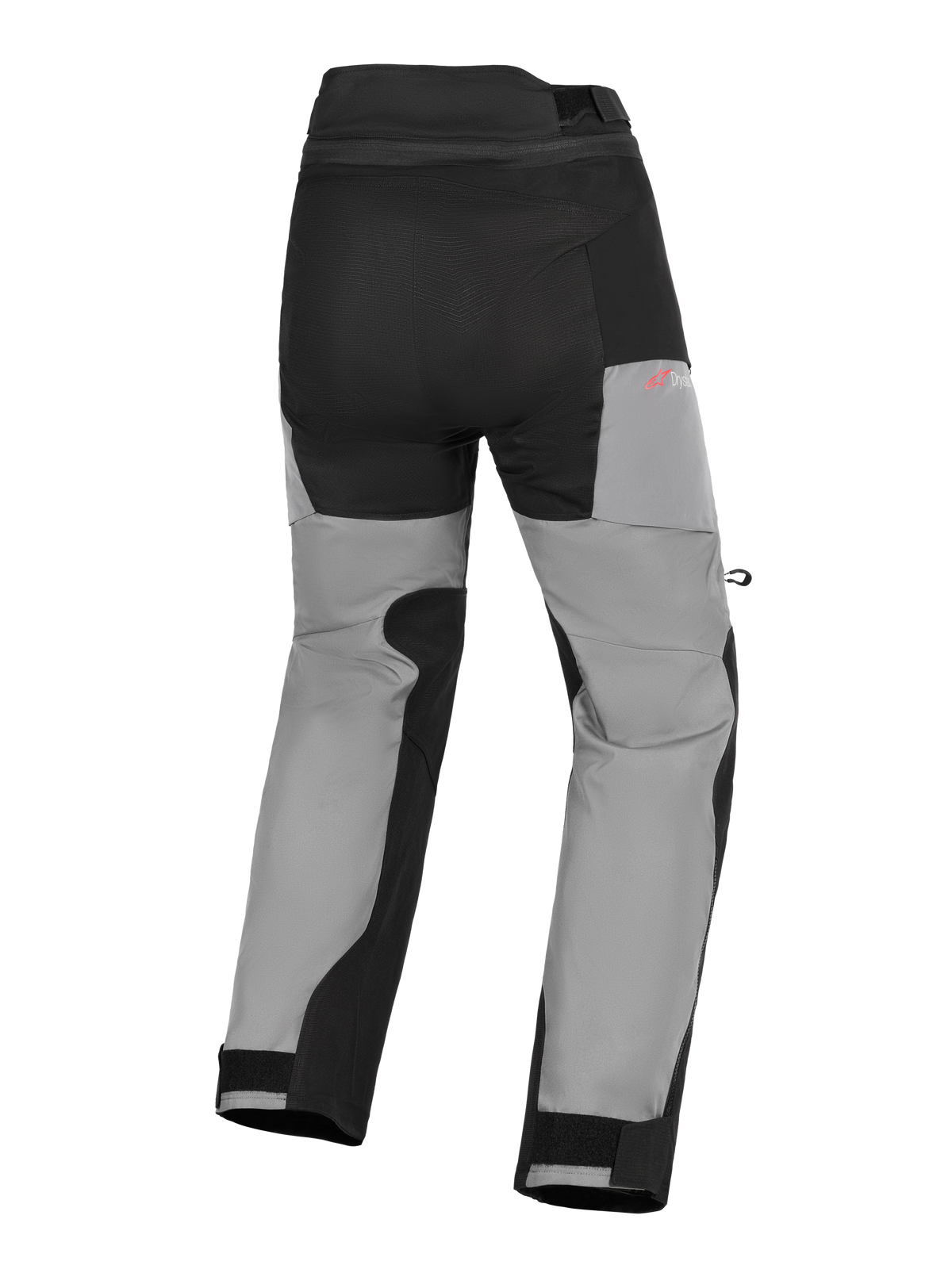 Alpinestars Andes V4 Drystar® Pants, Adventure Motorcycle Pants, Black and Dark Gray, rear view featuring reinforced seat panels, red Drystar branding on the hip, and adjustable hook-and-loop ankle closures.