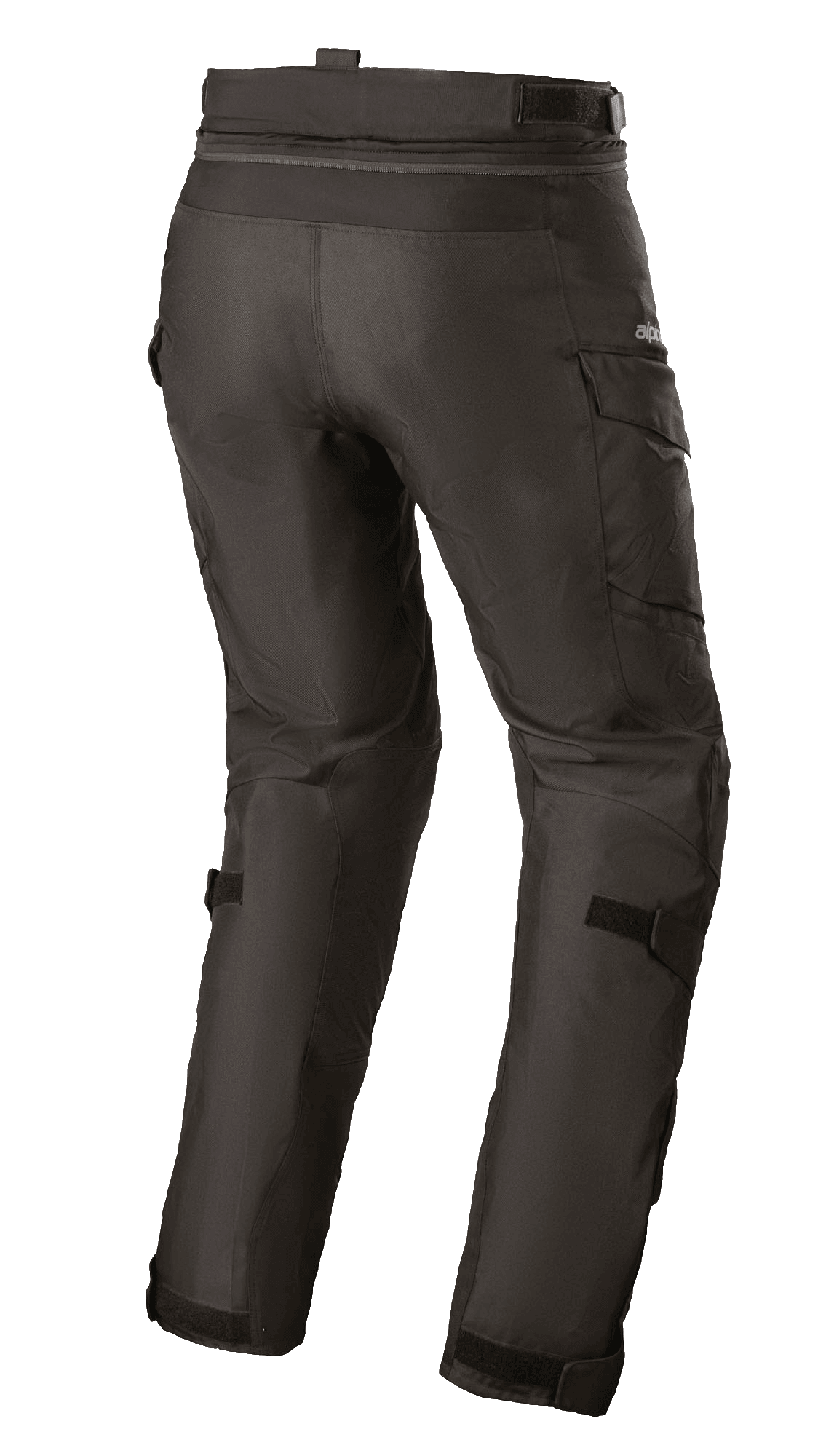 Alpinestars Stella Andes V3 Drystar® Damen-Hose, Adventure-Touren-Motorradhose, Schwarz, Rückansicht mit Cargo-Taschen und verstellbaren Wadenriemen, strapazierfähige Textilkonstruktion mit wasserdichter Drystar®-Technologie
