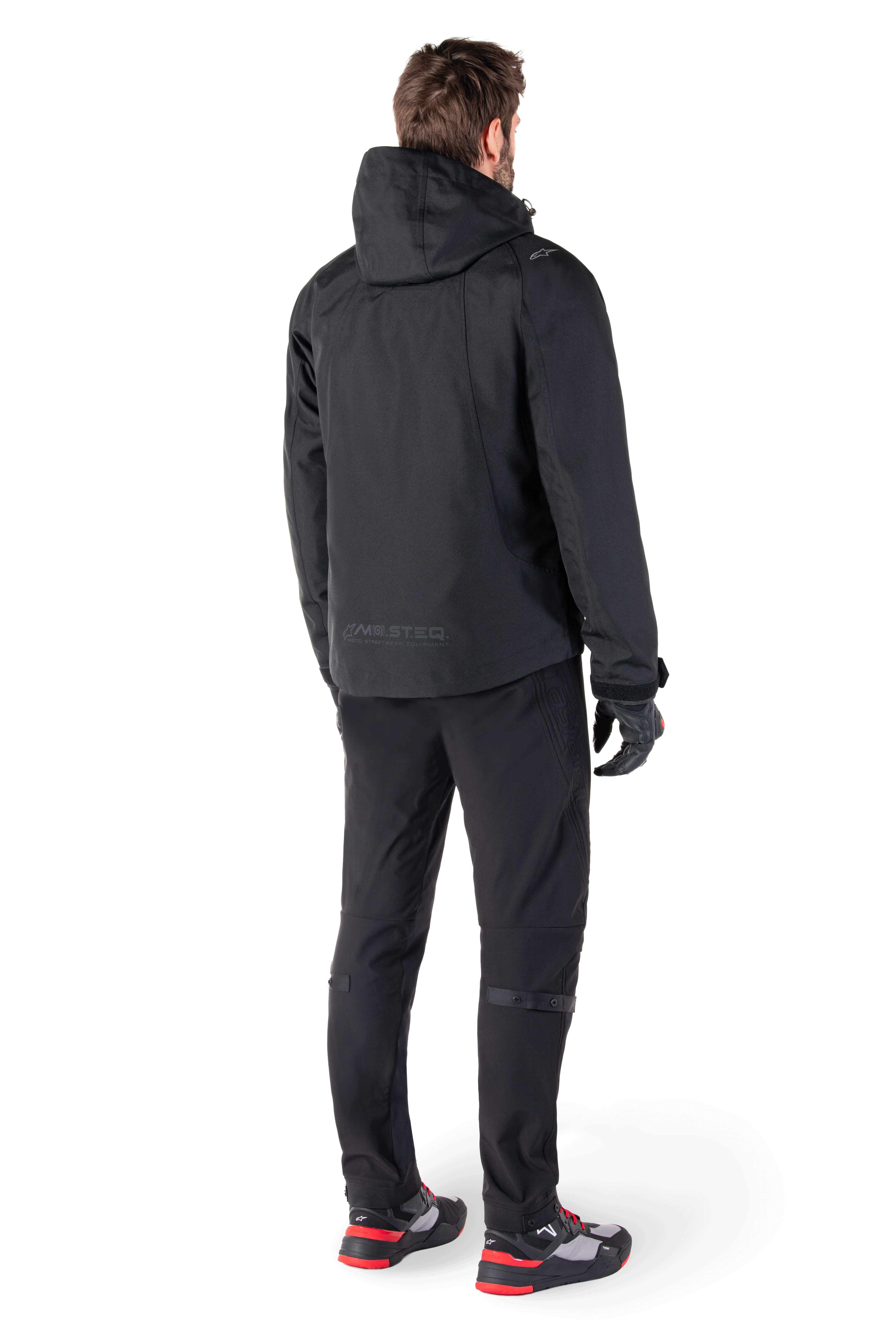Alpinestars Morush Wasserdicht Parka, schwarze Urban-Motorradjacke, Herren, Textil, Tech-Air 3 Ready, sturmsichere Kapuze.