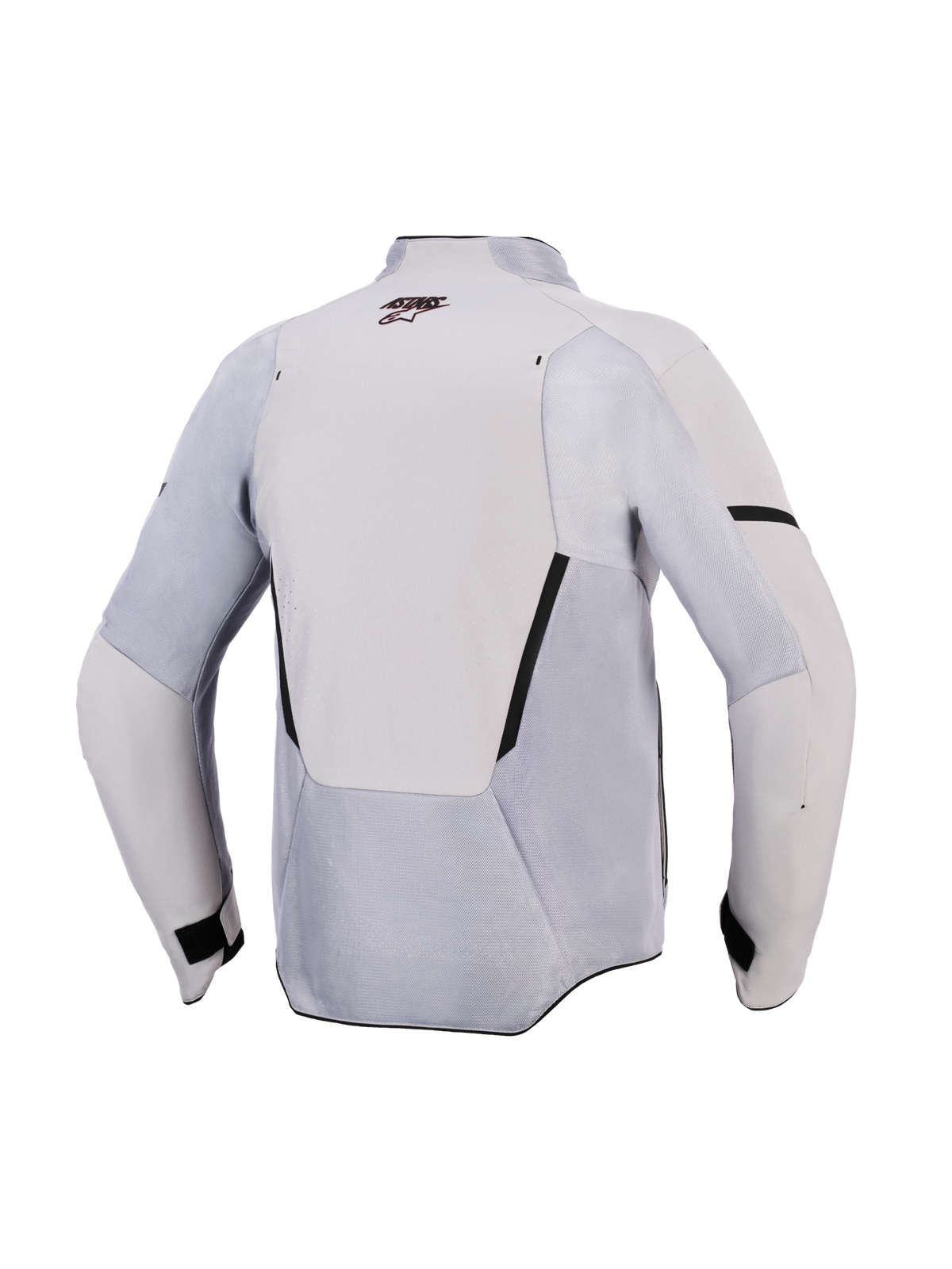 Alpinestars Aeroshell Airflow Jacke, Motorradjacke, Mid Gray Anthracite, Rückansicht mit Mesh-Belüftungseinsätzen und Laserperforationen, leichtes Stretch-Textil mit sportlichem Schnitt für Performance bei warmem Wetter