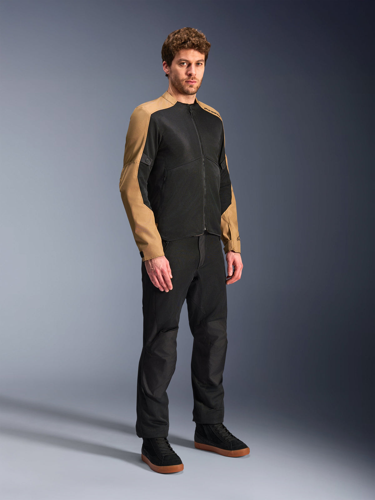 Alpinestars C-1 Air Jacket, Men's Urban Motorcycle Jacket in Sand and Black with breathable mesh panels.